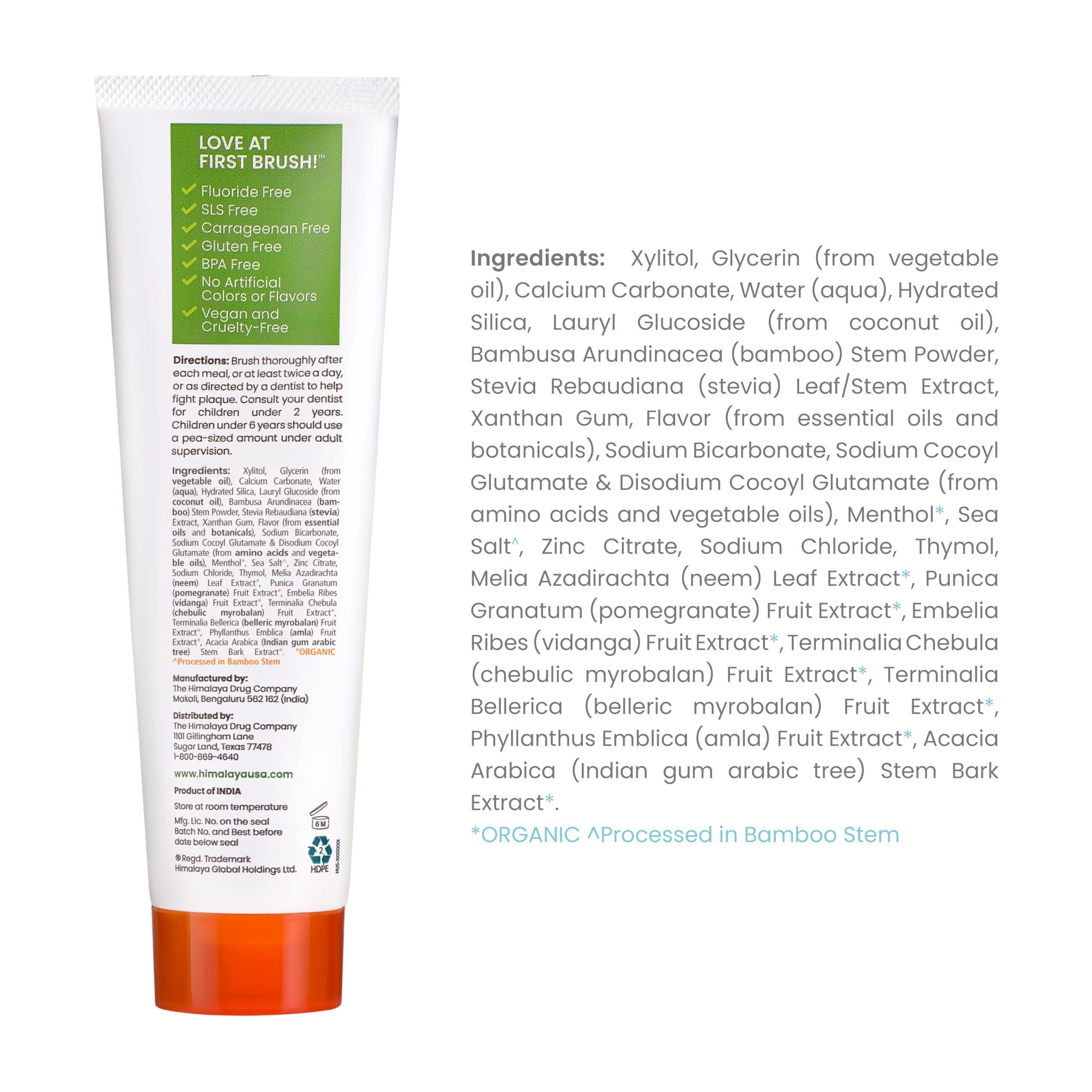 Himalaya Botanique Whitening Antiplaque Toothpaste with Bamboo + Sea Salt, Fluoride Free, for Gentle Whitening, 4 oz