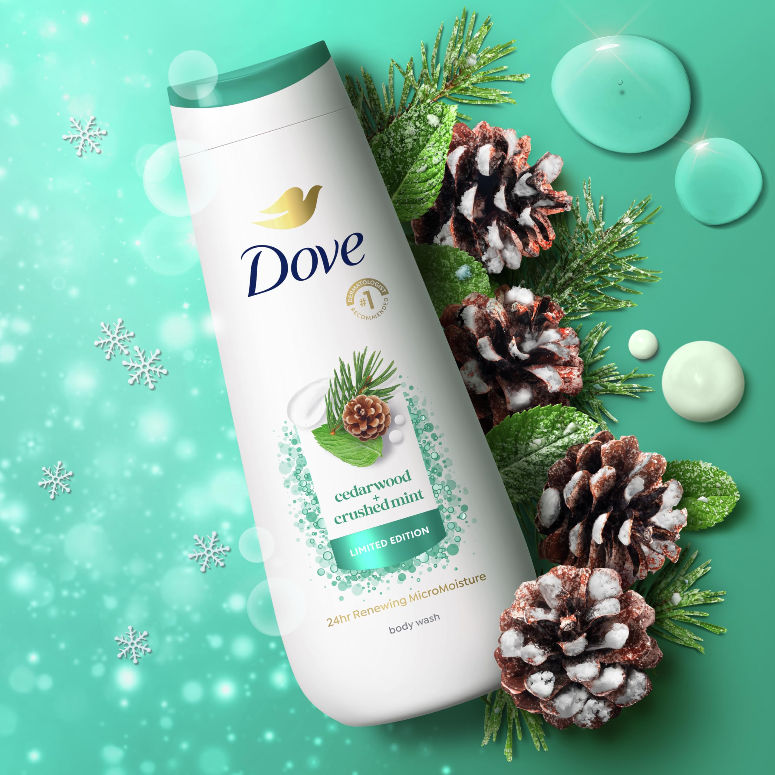 Dove body wash pack with three bottles of gentle skin cleanser featuring 24-hour micro moisture for healthy, renewed skin.
