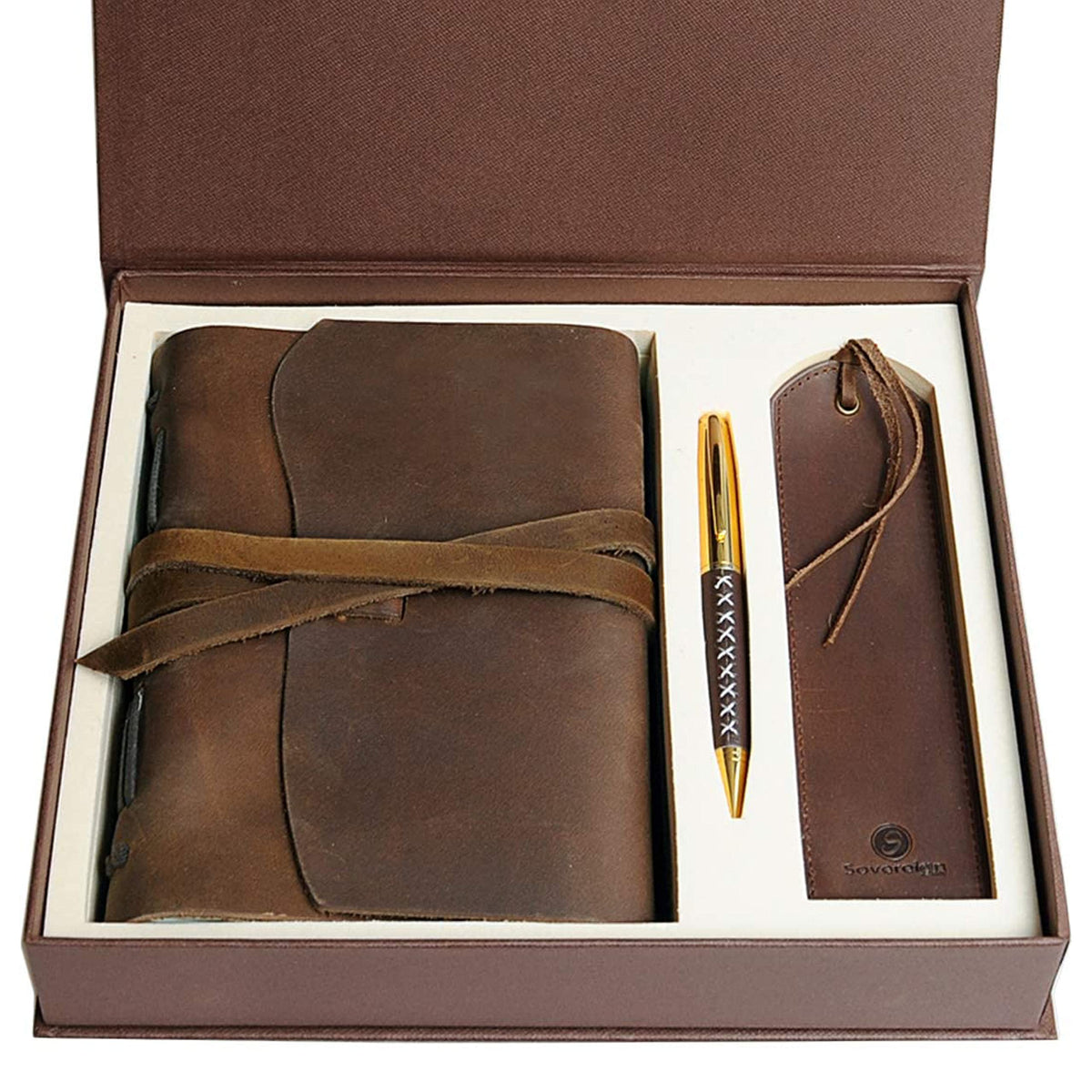 Handmade Leather Journal Gift Set Pen Bookmark Luxury Gift - Sovereign-Gear Official Imagery - 2