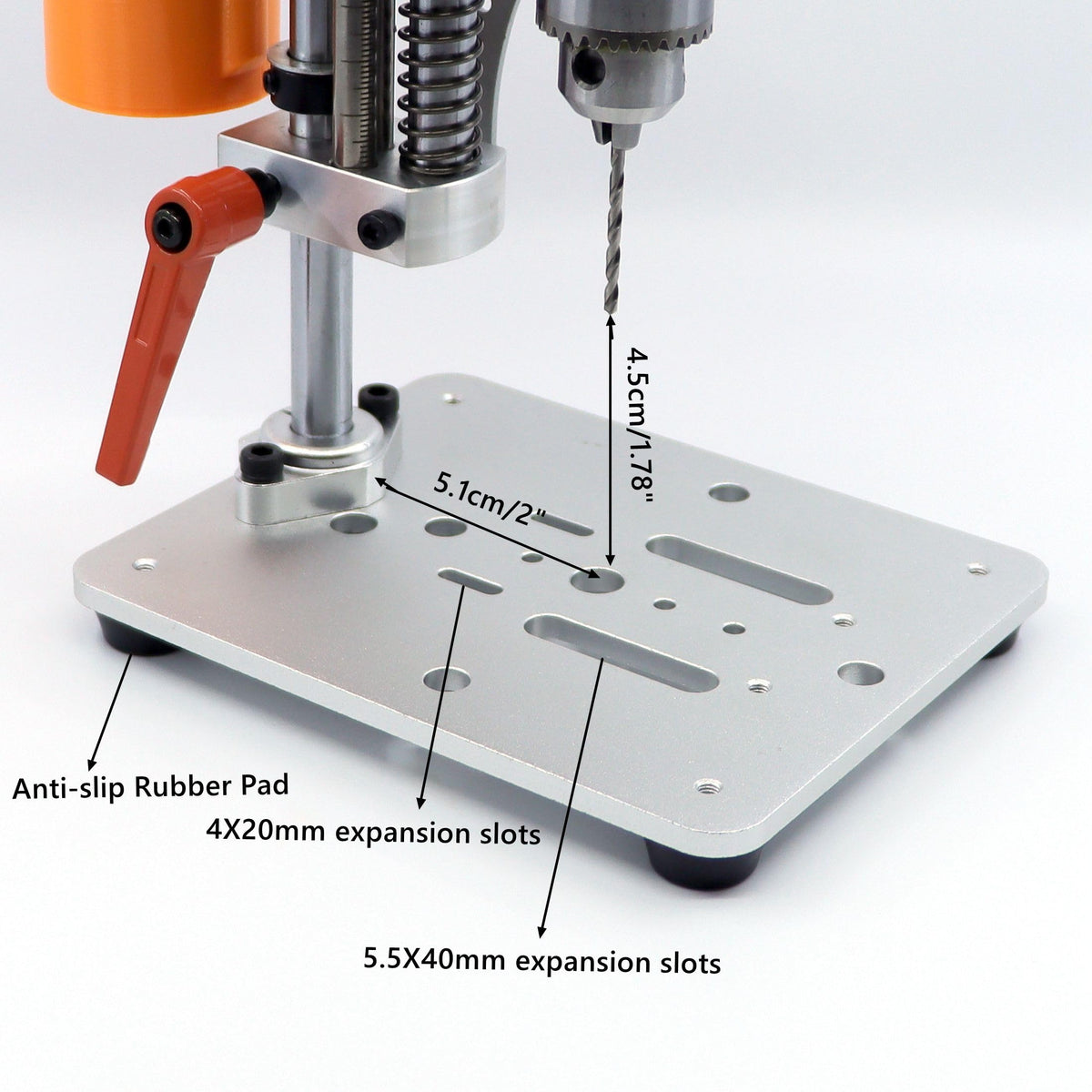 NovelLife Precision Mini Drill Press Benchtop Driller Machine B10 Upgraded – back view and specifications