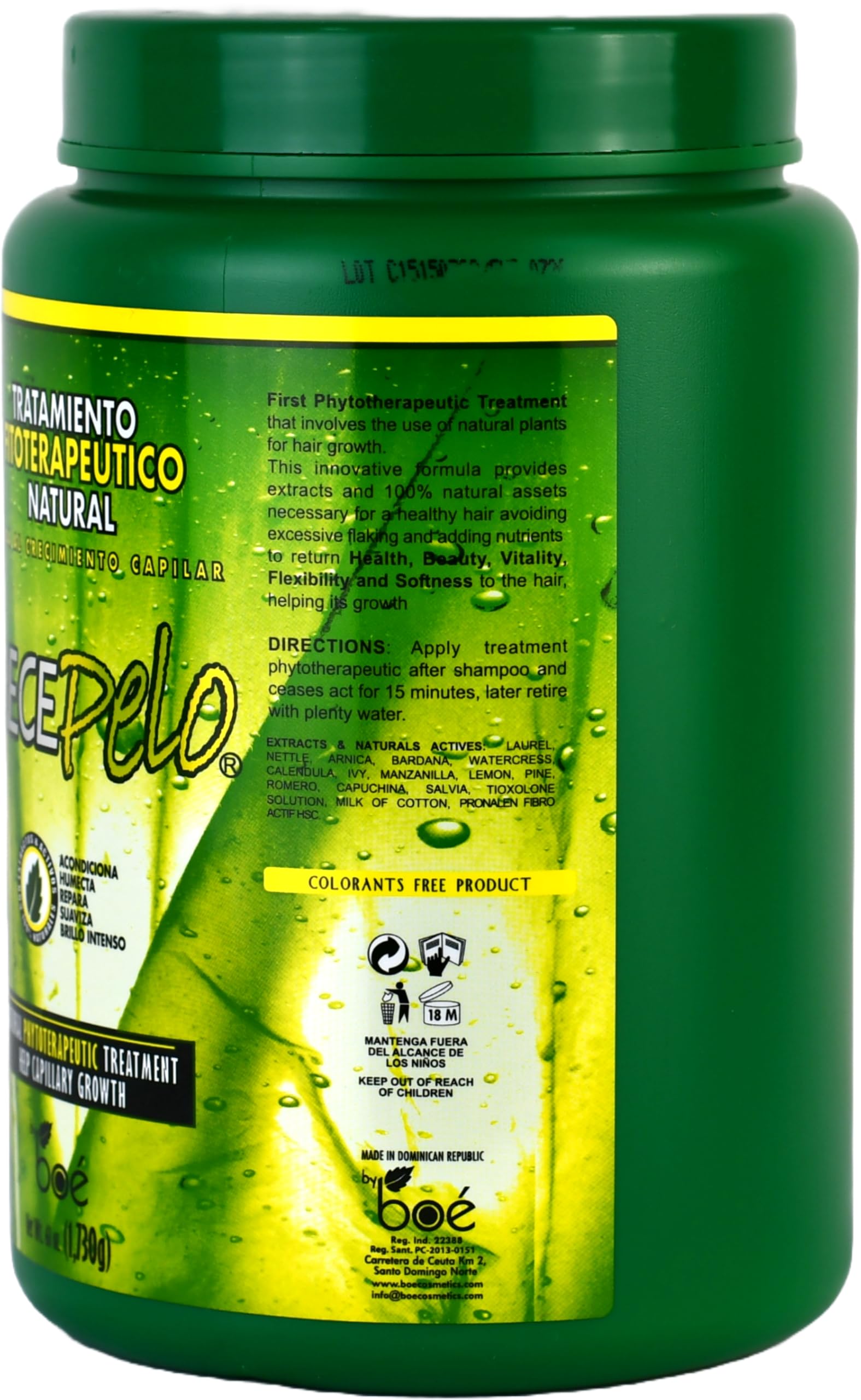 CrecePelo Natural Phytotherapeutic Hair Growth Treatment, Deep Conditioning & Strengthening Mask – Promotes Thicker, Healthier Hair – Hydrating & Repairing Formula for All Hair Types – 61 oz