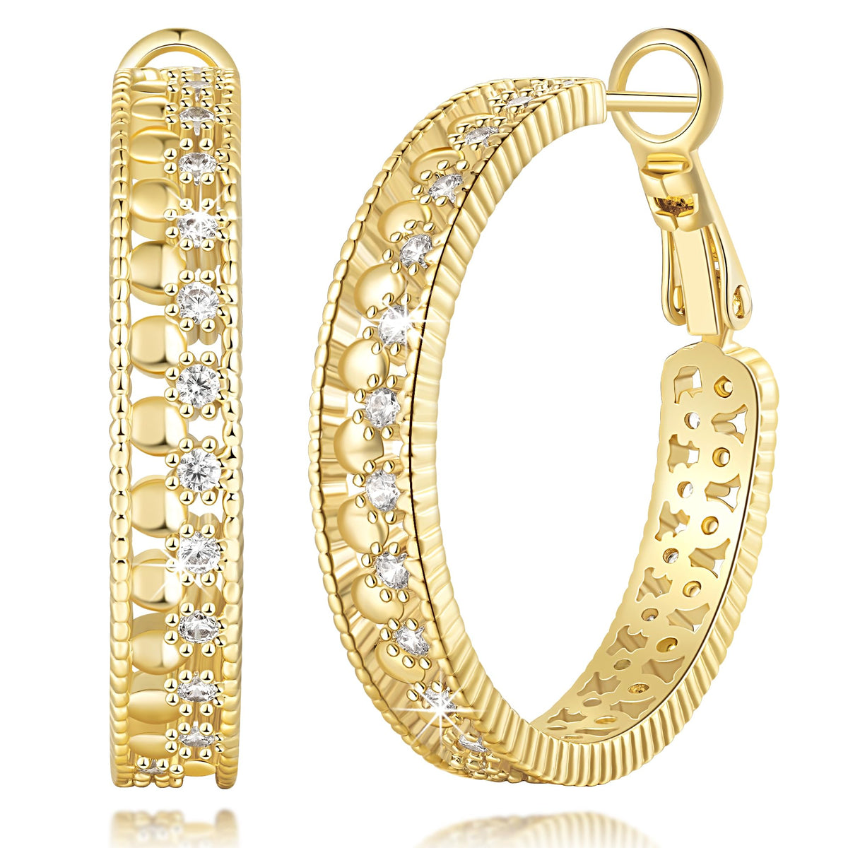 TAKUGI Gold Hoop Earrings for Women 14K Gold Earrings for Women 25/30mm – product photo (Hoop)