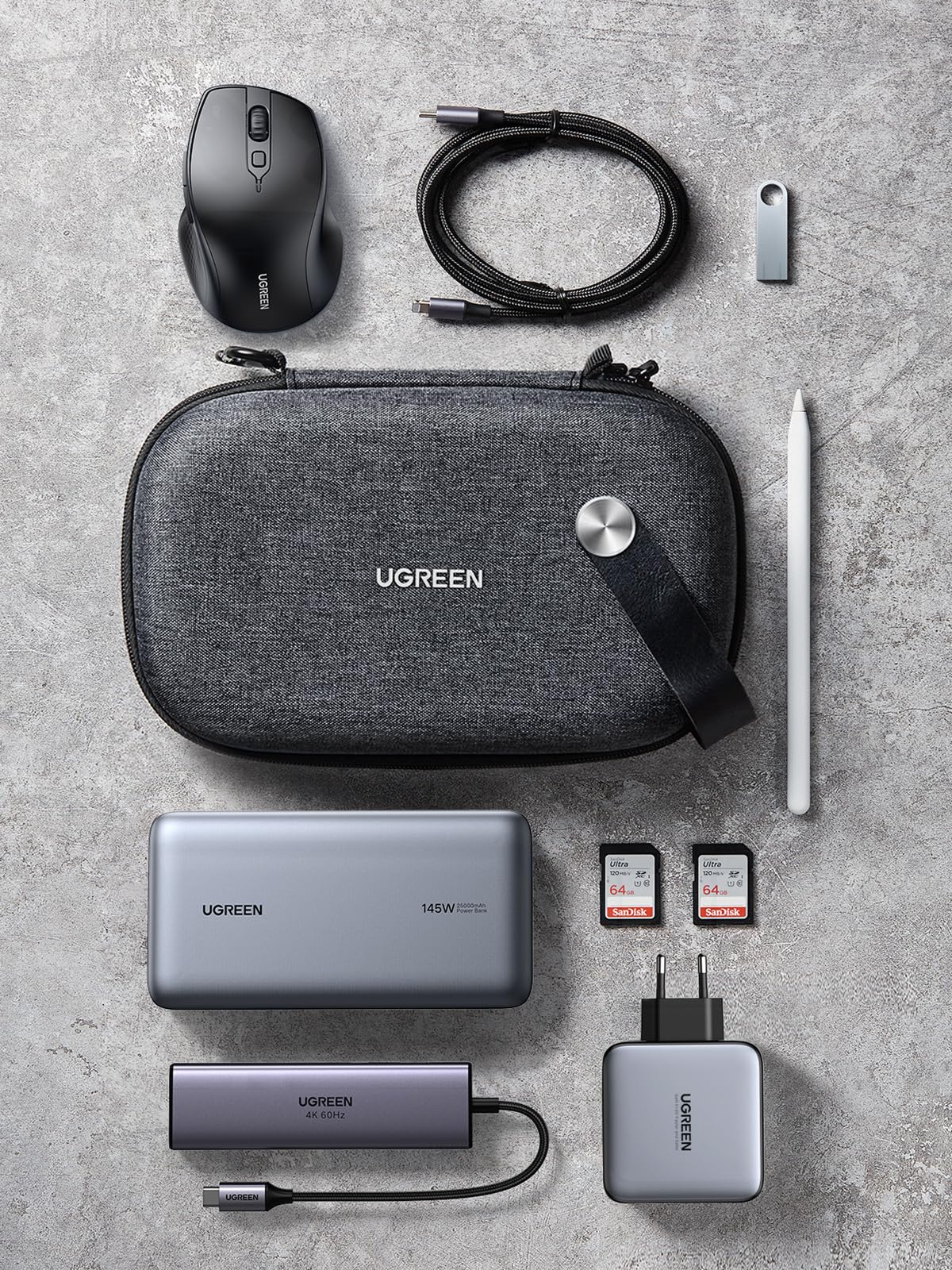 UGREEN Electronics Organizer Travel Case Cable Organizer Bag Waterproof Portable Storage Pouch for Charger, Cables, USB 
