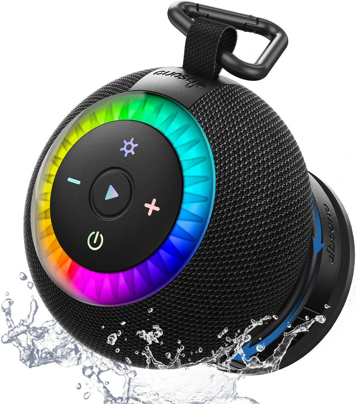 dbsono Bluetooth Shower Speaker IPX7 Waterproof: Removable Suction Cup, Black – product photo (Portable Bluetooth Speake