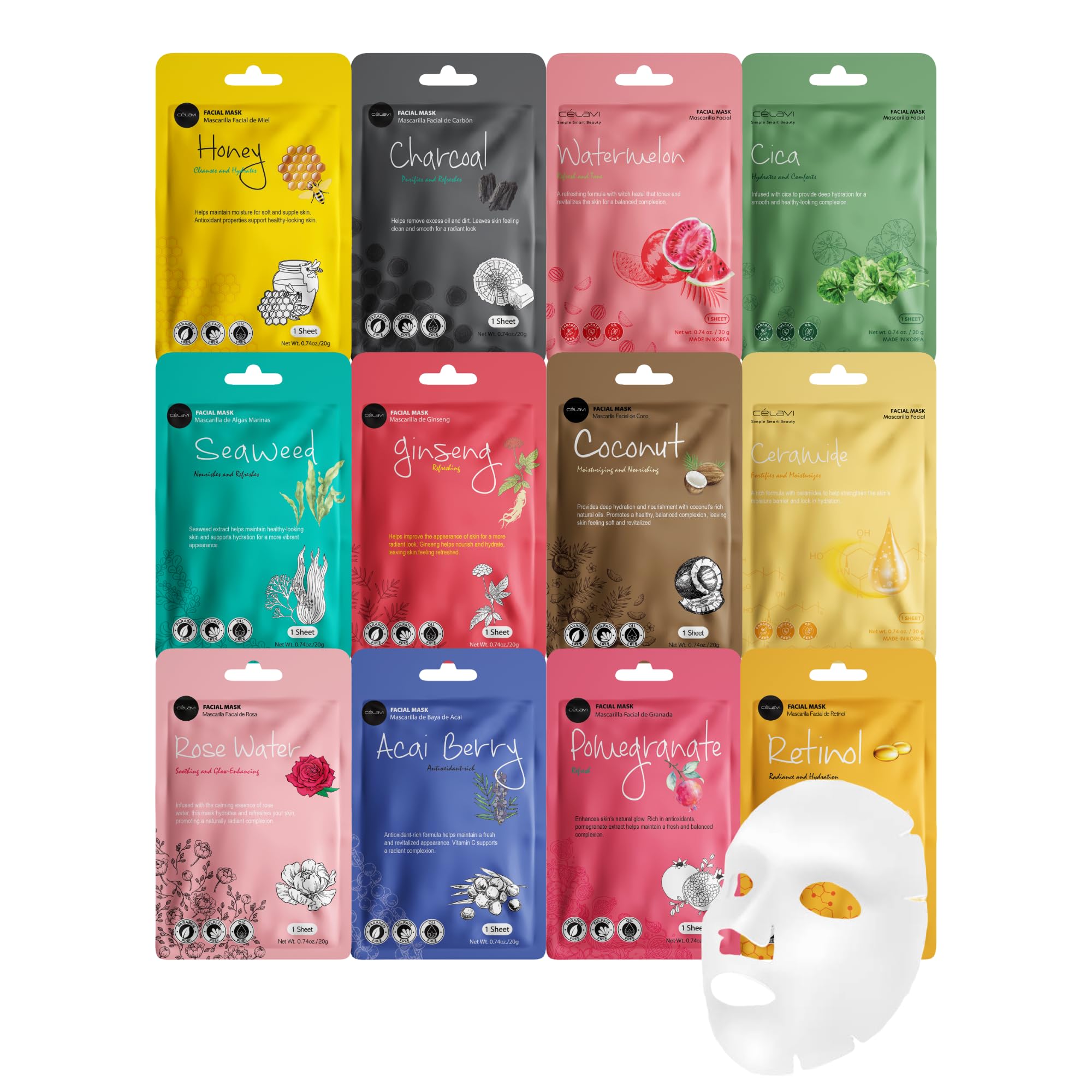 Celavi K-Beauty Skincare Essence Facial Face Mask Korea Skin - Product Imagery