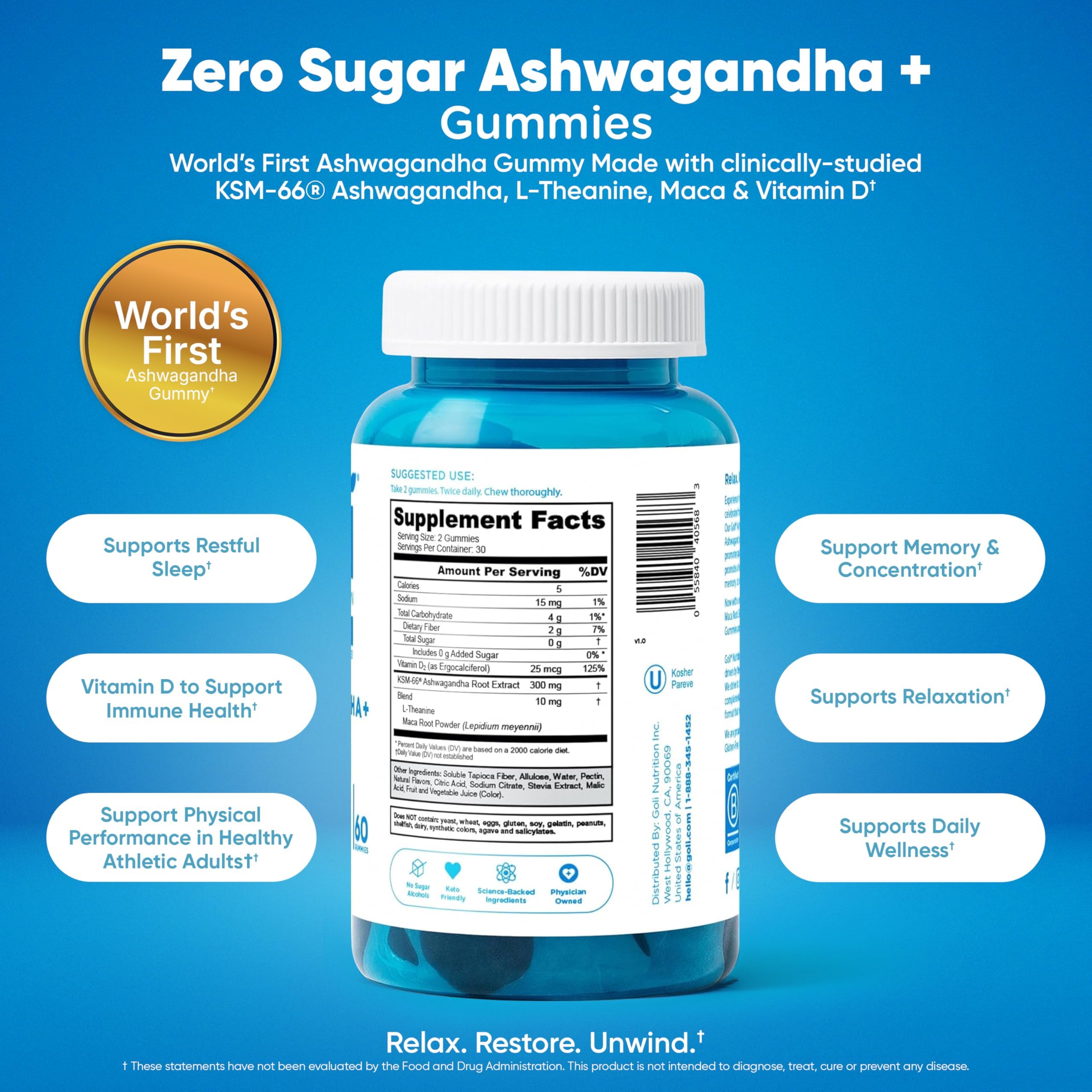 Goli Zero Sugar Trio 3-in-1 Probiotic ACV Gummies 180ct