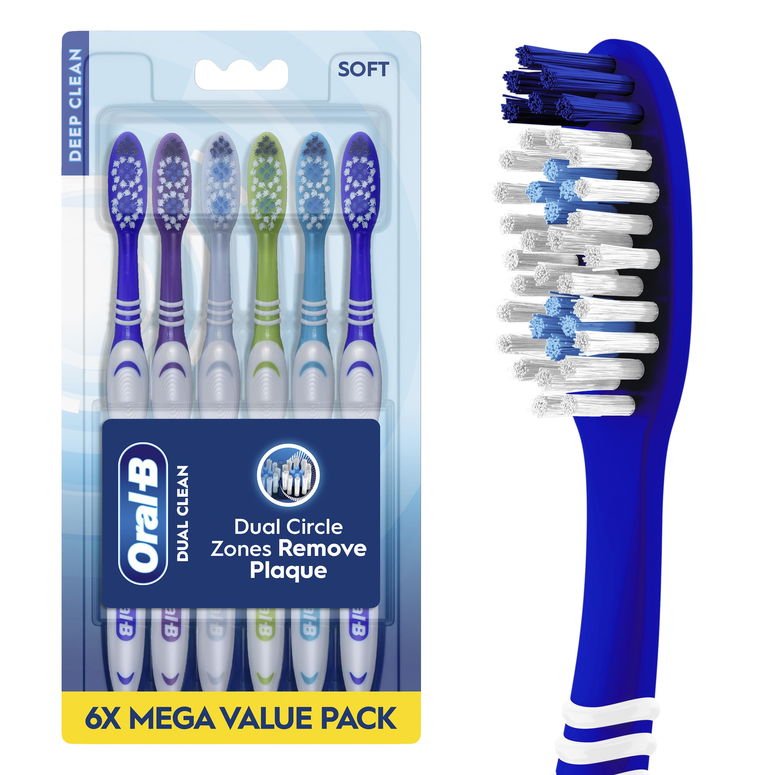 Oral-B Toothbrush Dual Clean, Soft, 6 Count - Product Imagery