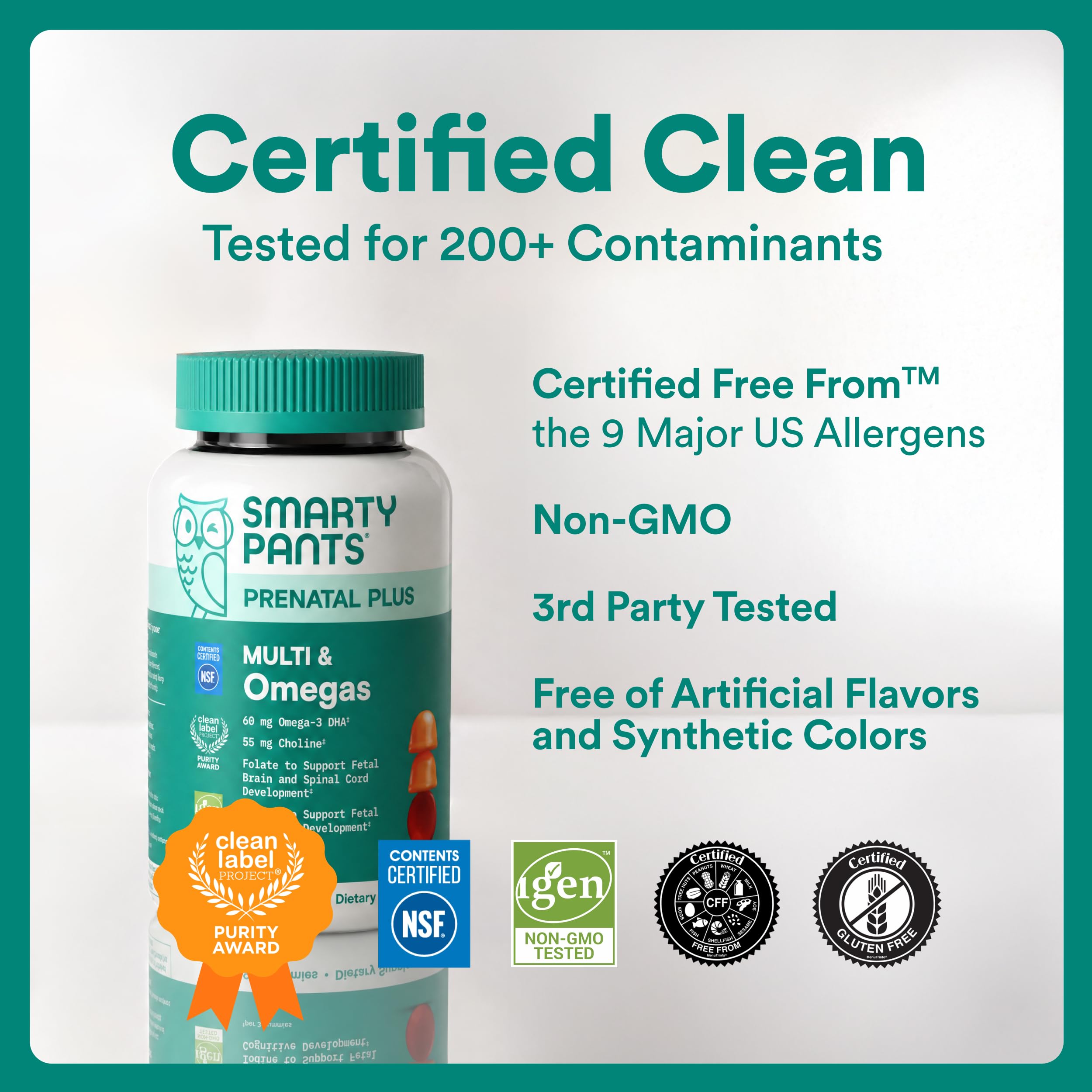 SmartyPants Prenatal Multivitamin Gummies with Omega 3 DHA/EPA, Methylfolate, Biotin, Vitamins D3, C, B12, B6, A, K, and Zinc, Gluten Free, Clean Label, Two Fruit Flavors, 90 Gummies (30 Day Supply)