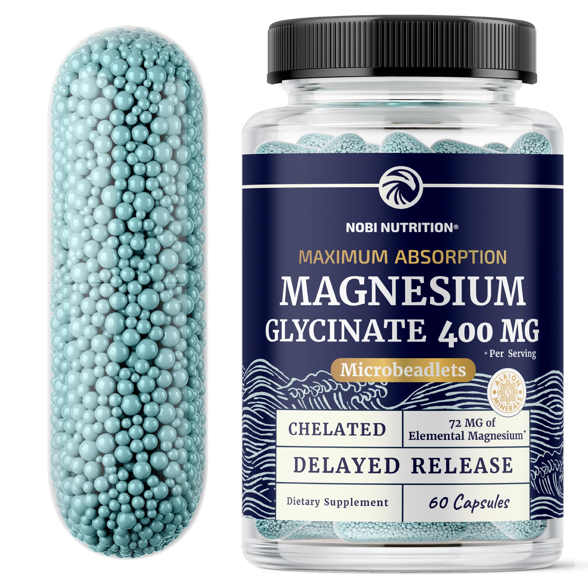 Magnesium Glycinate 400mg, High-Absorption Magnesium for Sleep & - Product Imagery
