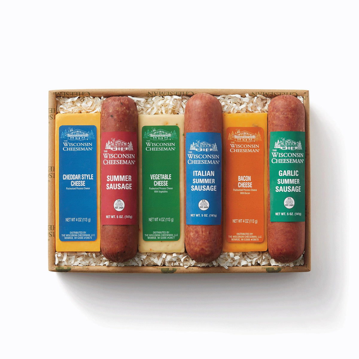 The Wisconsin Cheeseman 6 Piece Meat Cheese Bars Logs - The Wisconsin Cheeseman Official Imagery - 2
