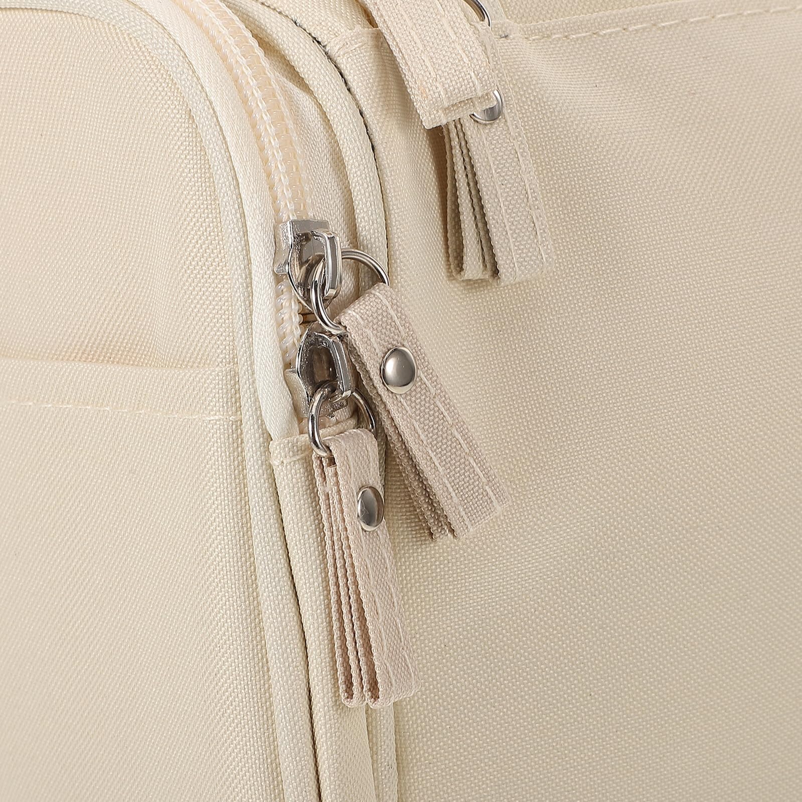 TOVINANNA large beige waterproof hanging cosmetic case with handle, portable travel toiletry and makeup organizer, bathroom storage.