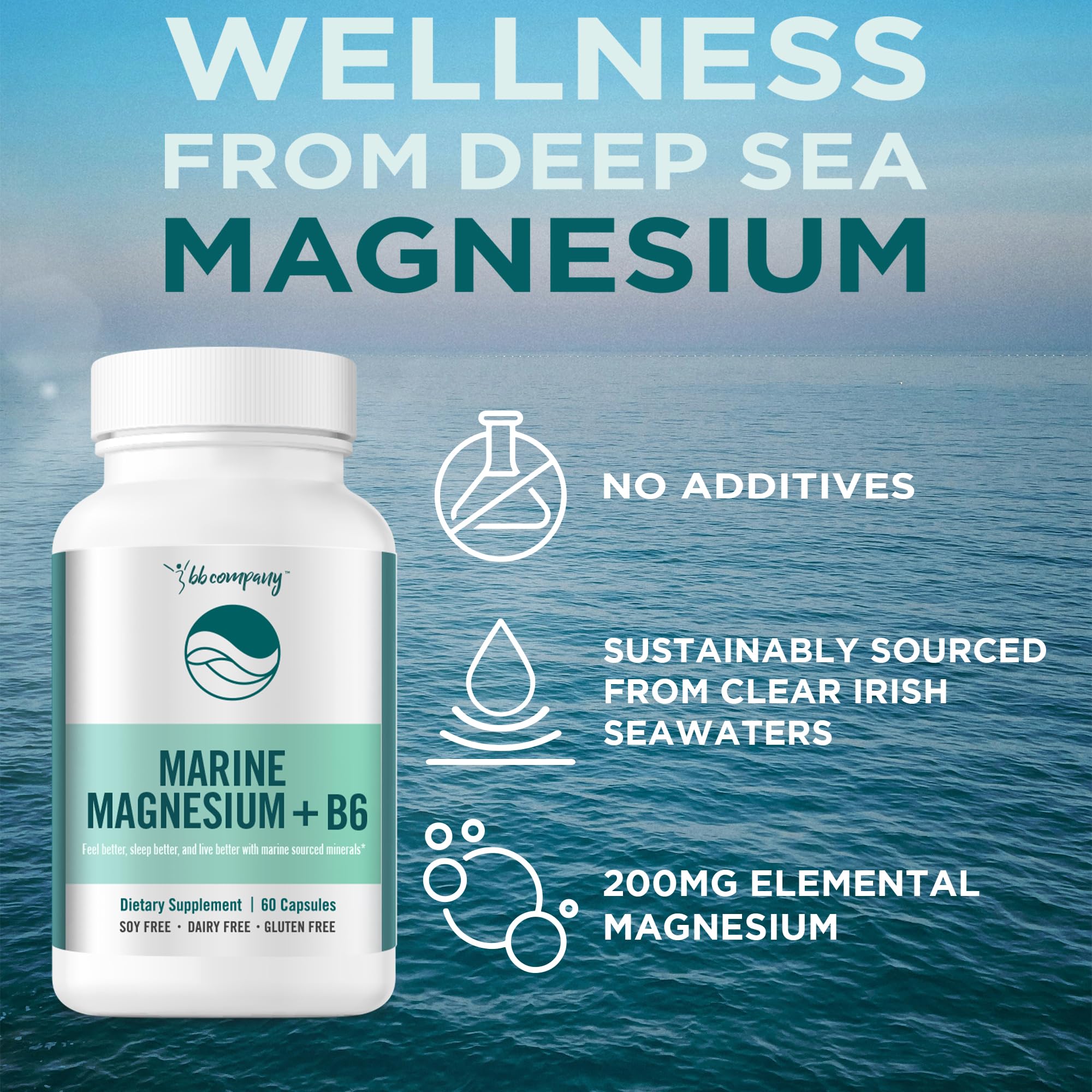 Ocean Magnesium 200mg Aquamin + B6 for Women 60 Ct