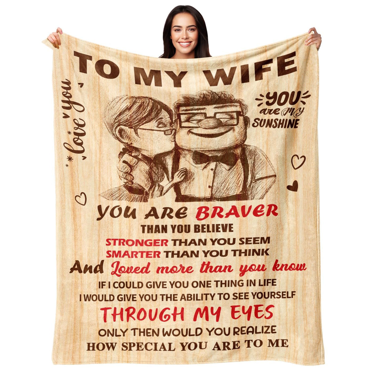 NAIREG Christmas Romantic Gifts for Women, To My Wife Blanket from Husband – To My Wife, Polyester
