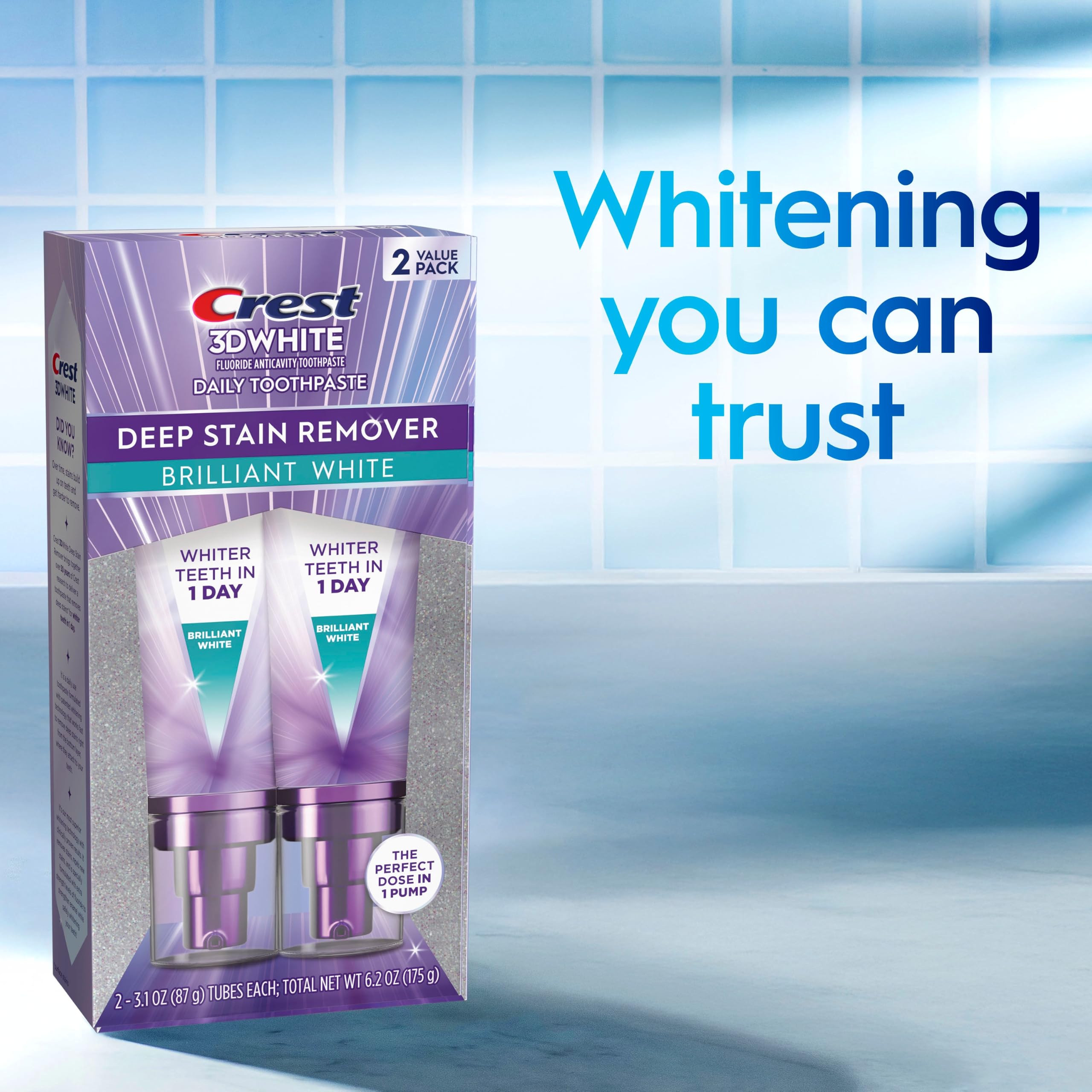 Crest 3D White Deep Stain Remover Toothpaste 2-Pack 3.1oz