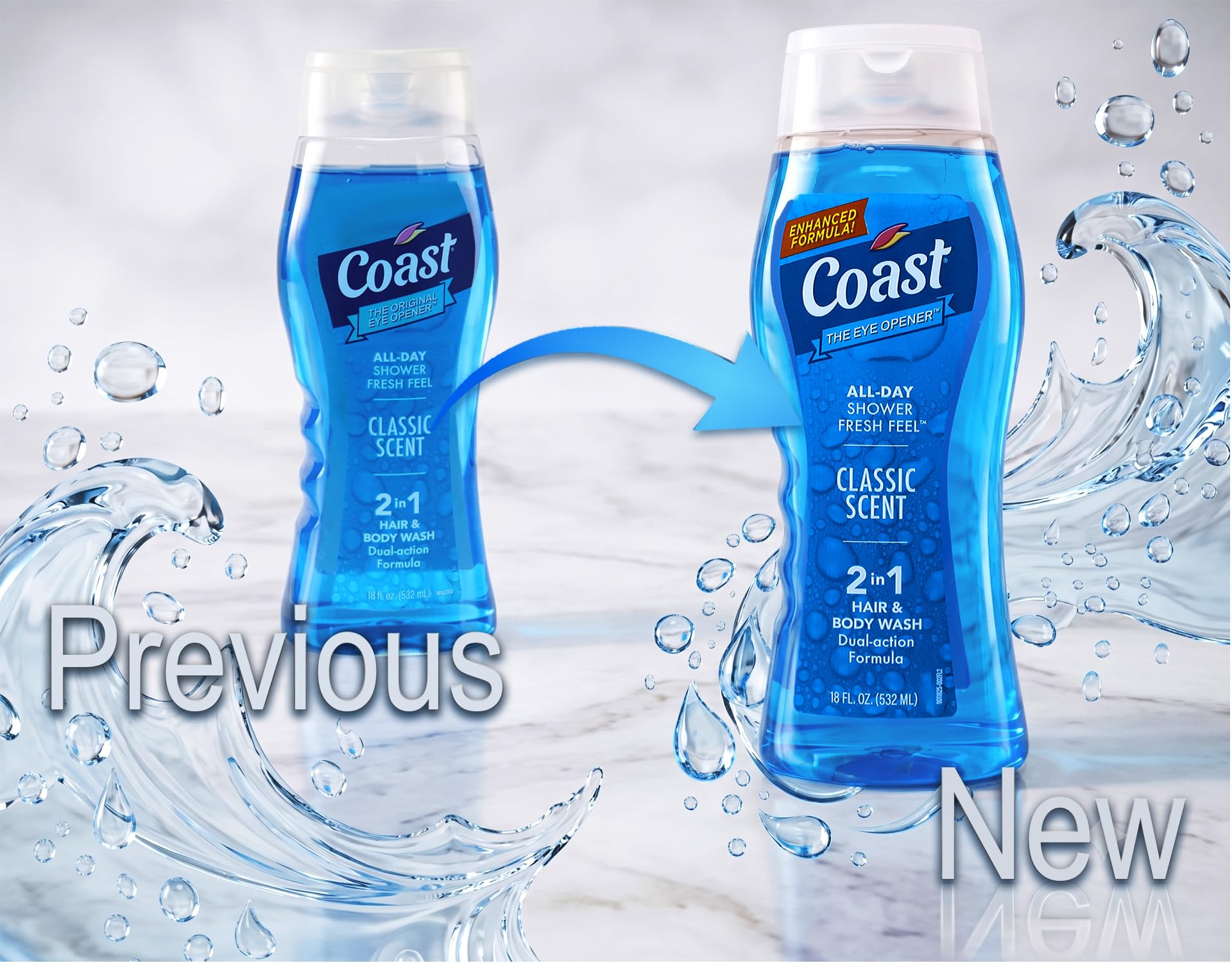 Coast 2 in 1 Hair & Body Wash Classic Scent 18 Oz. - (Pack of 6)