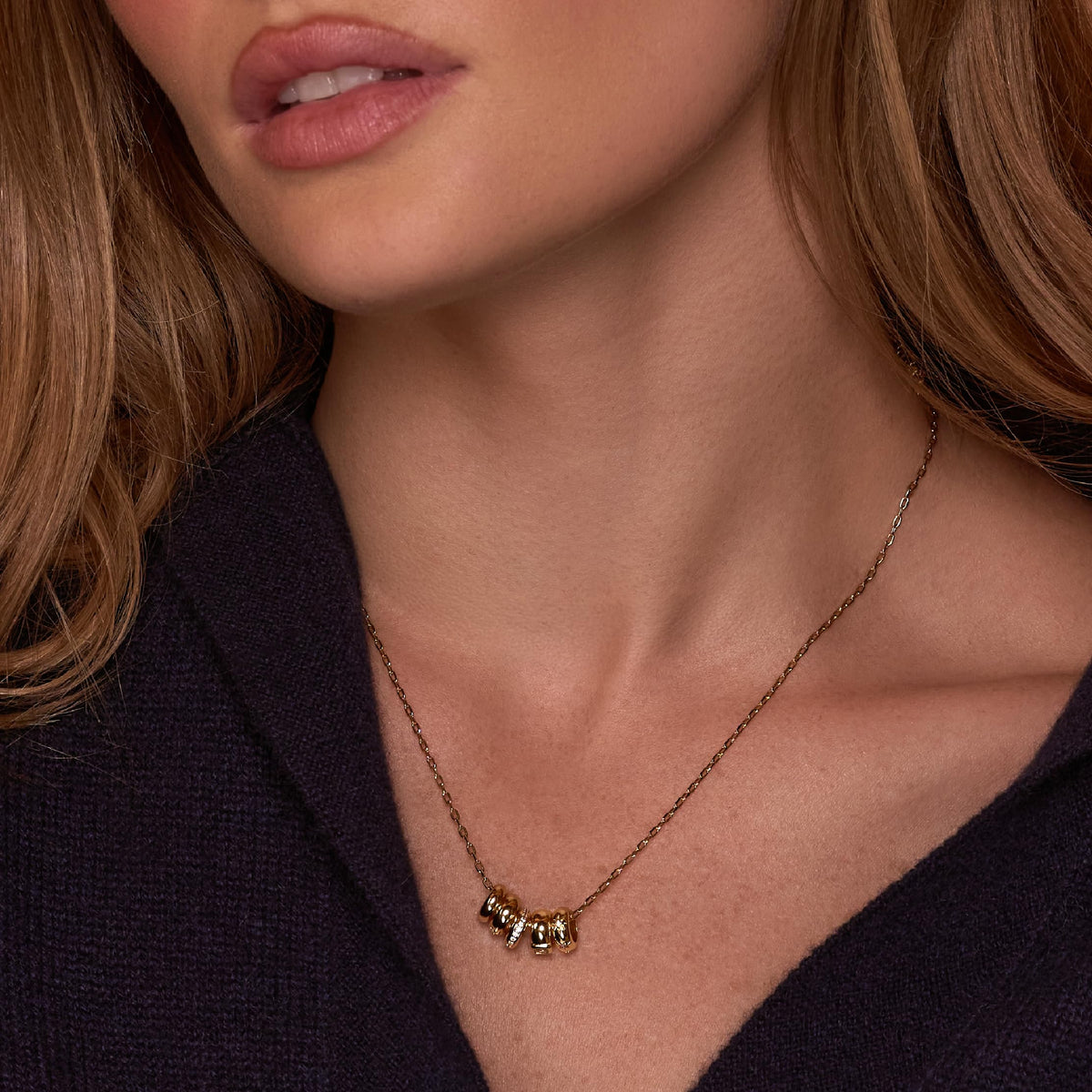 Electric Picks Oak Necklace, 14K Gold Plated Crystal Necklace for Women – full view, size Medium