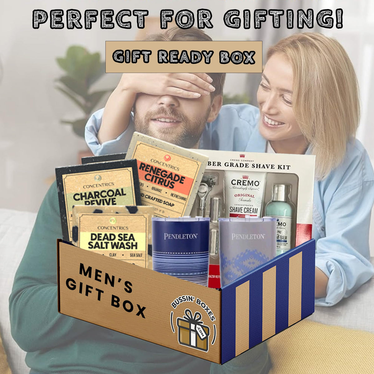Gift Box for Men with Premium Shaving Kit Stainless Steel - Bussin Boxes Official Imagery - 3