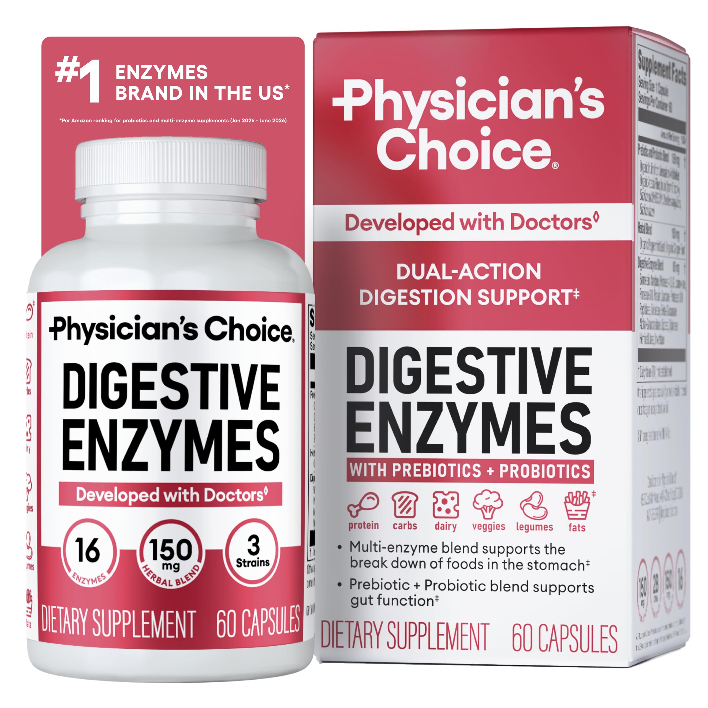 Physician's CHOICE Digestive Enzymes for Bloating & Digestion - - Product Imagery