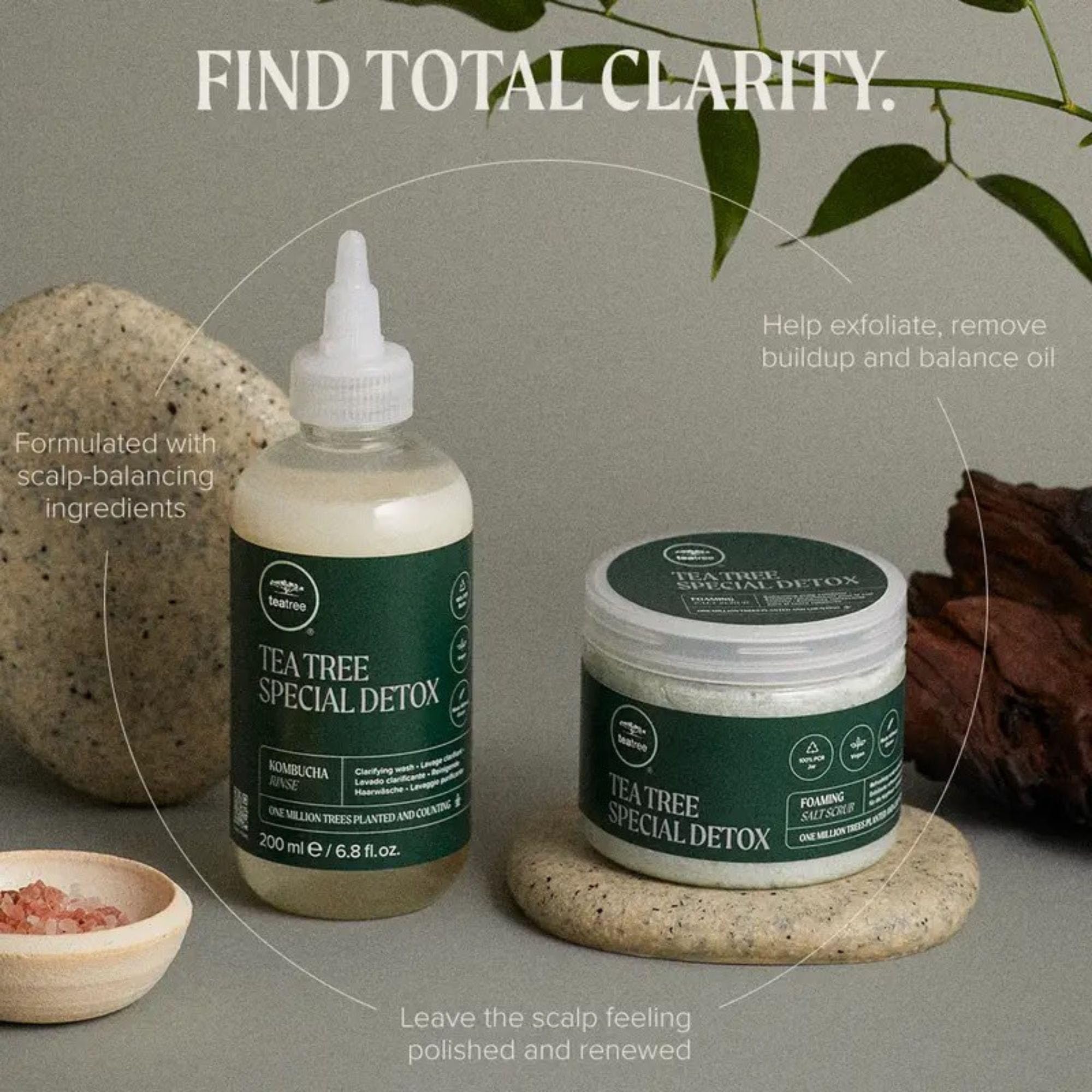Tea Tree Special Detox Foaming Salt Scrub for hair, exfoliates and refreshes scalp, suitable for all hair types, 6.5 oz.
