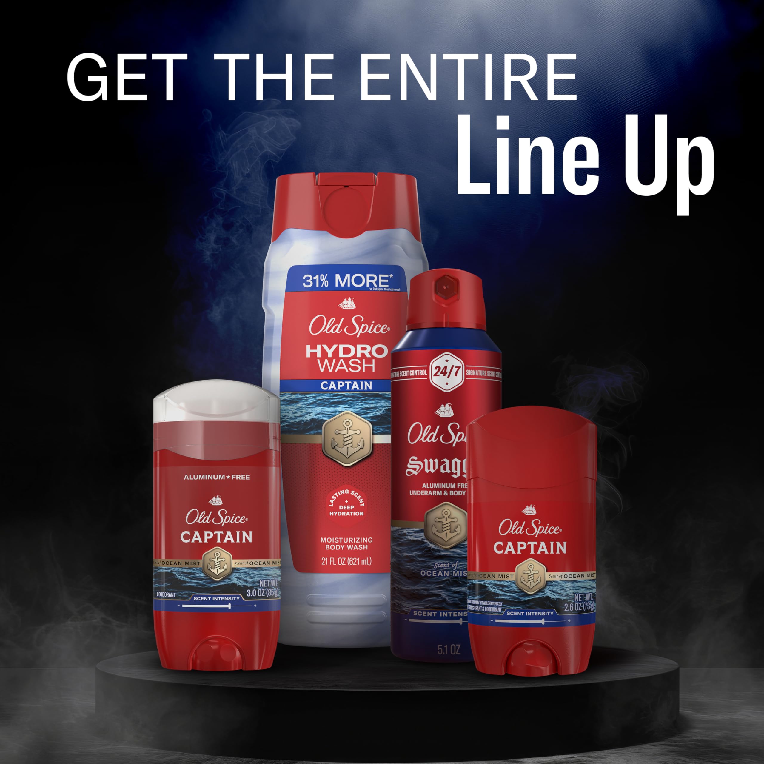 Old Spice Moisturizing Body Wash for Men with ocean mist and bergamot scent, 21 oz, 4-pack, showcasing the bottle and label.