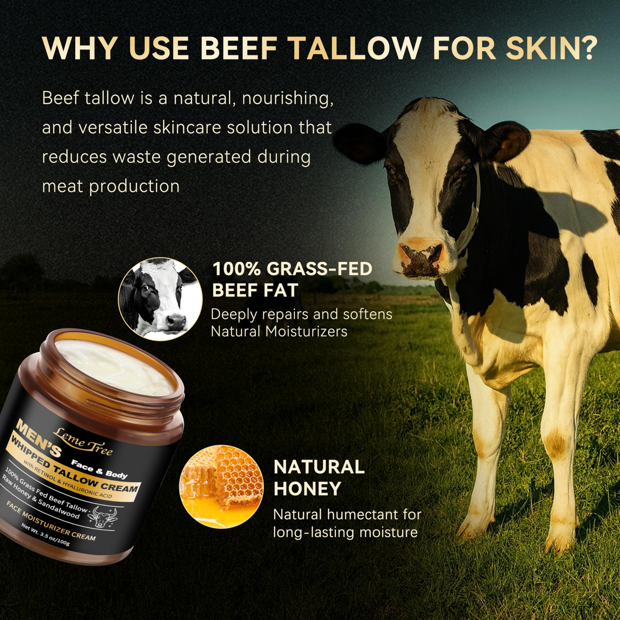 Men's Beef Tallow Face Cream – Retinol & Sandalwood
