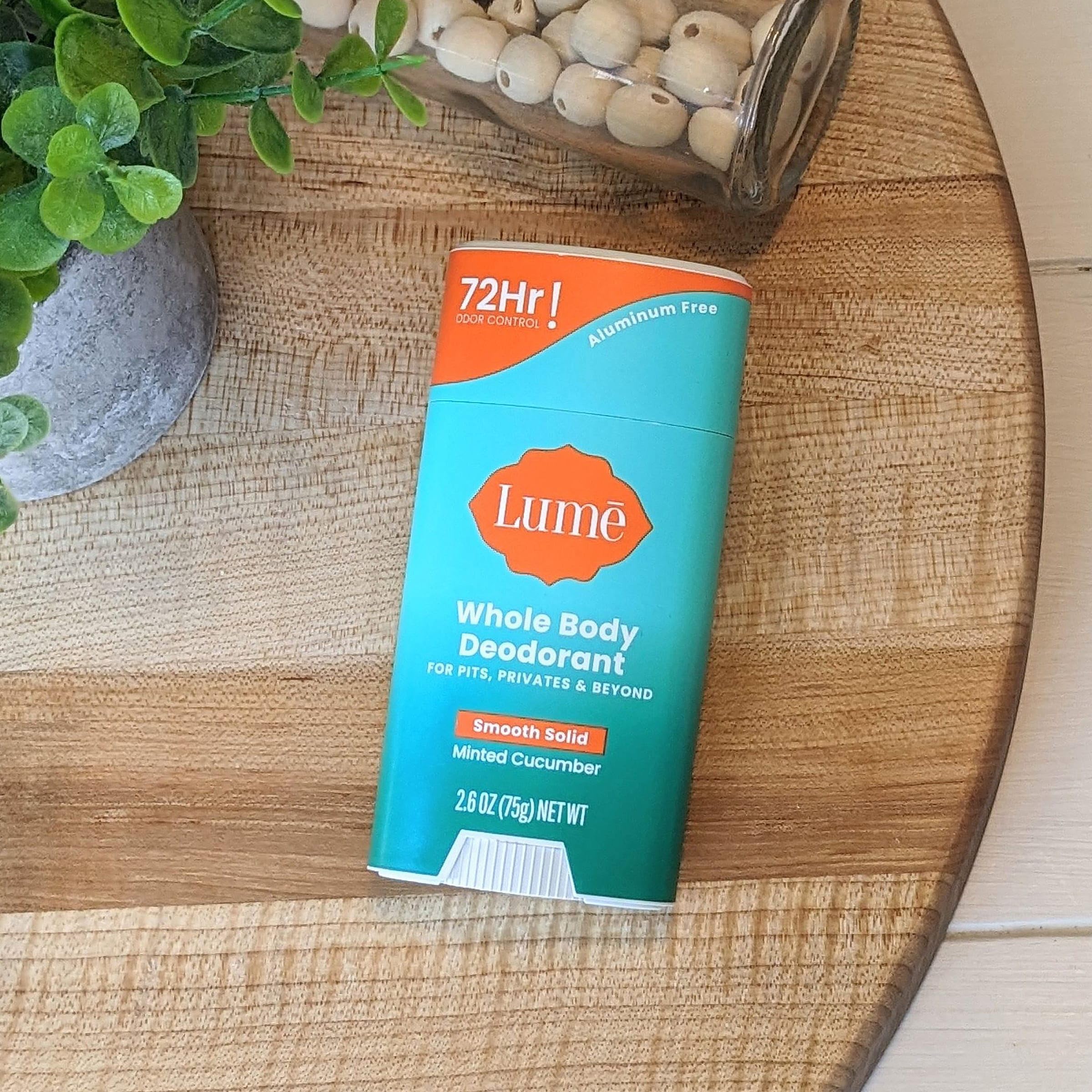 Lume Whole Body Deodorant Solid Stick 2.6 oz in a 2-pack, showing the deodorant sticks in their packaging.