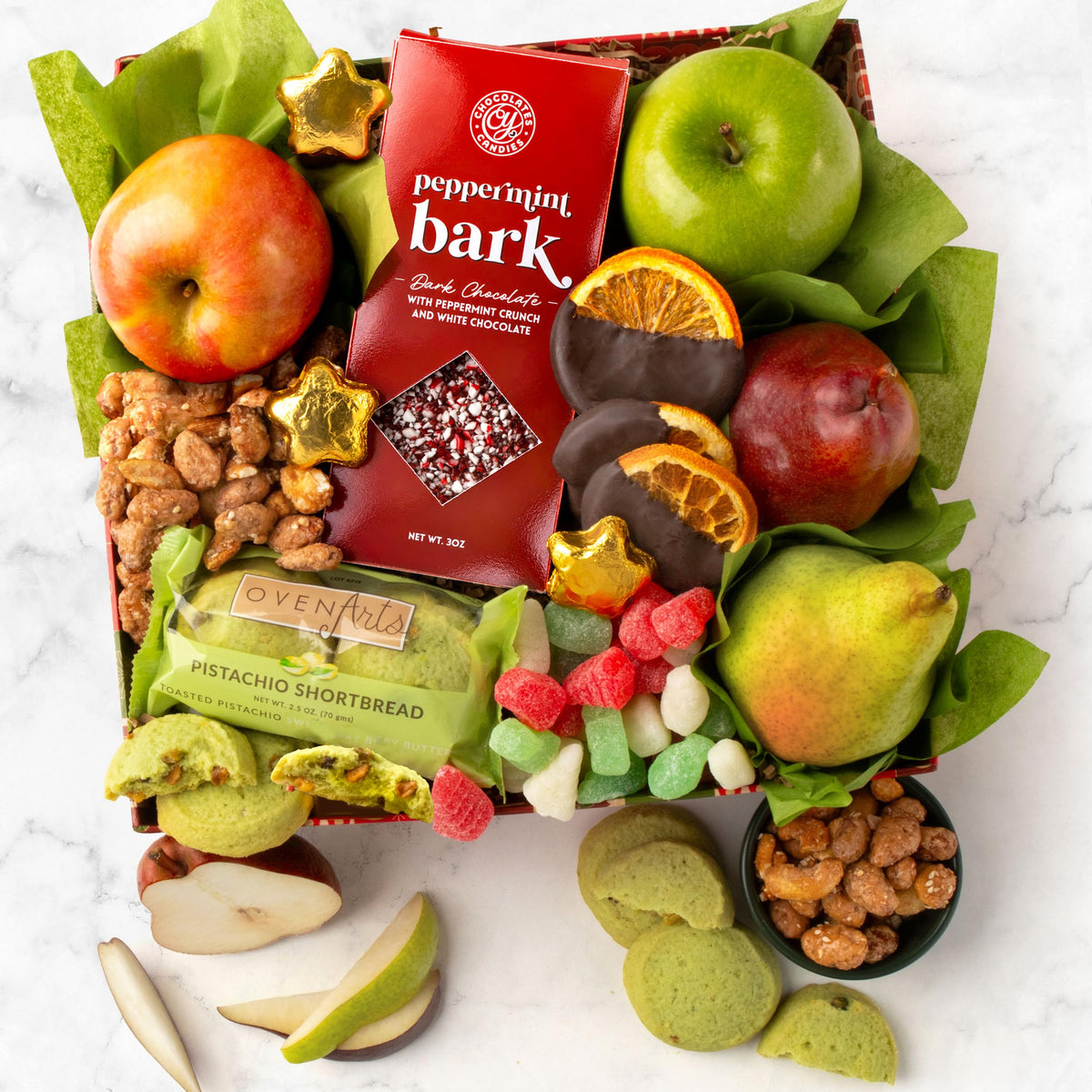 Holiday Treasures Fruit and Sweets Gift Basket with Happy - A Gift Inside Official Imagery - 3