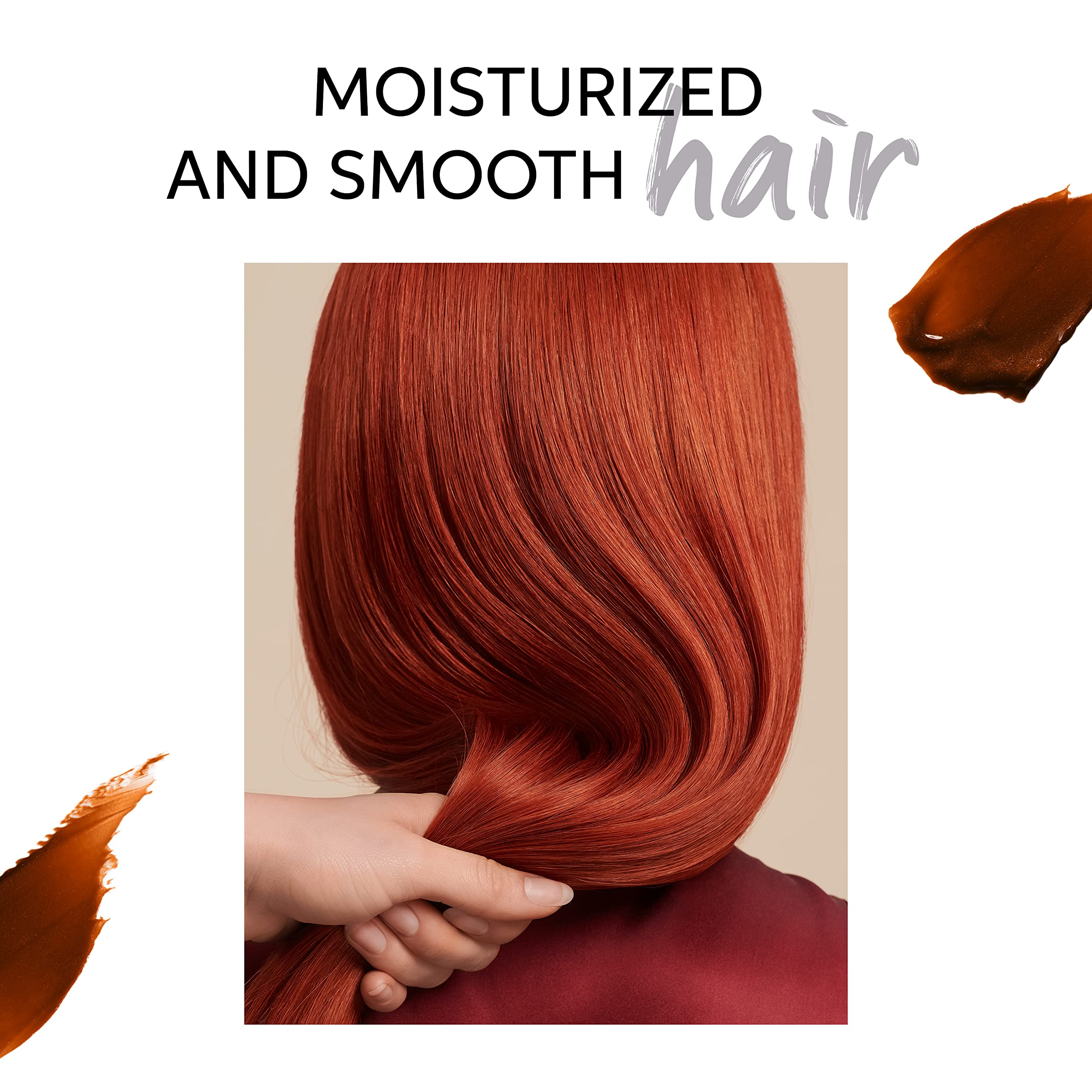 Wella Color Fresh Mask Copper Glow hair coloring agent applied to hair with vibrant copper tones and glossy finish.