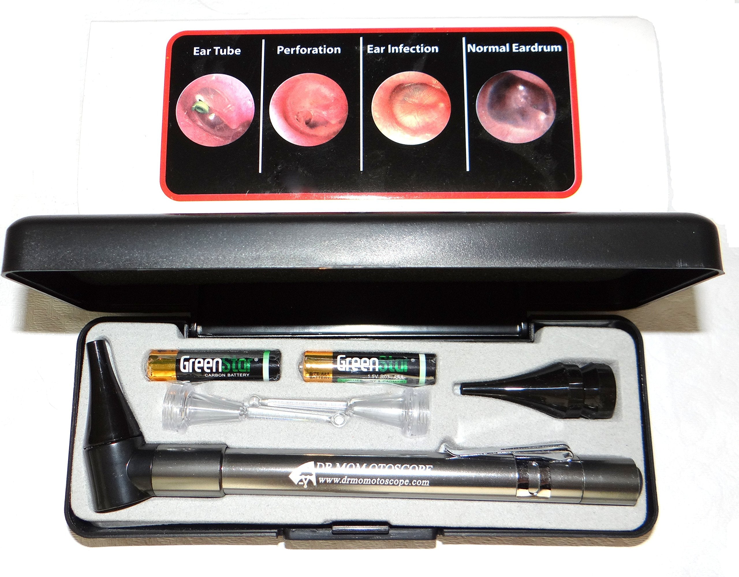 Third Generation Dr Mom Slimline Stainless LED Pocket Otoscope - Product Imagery
