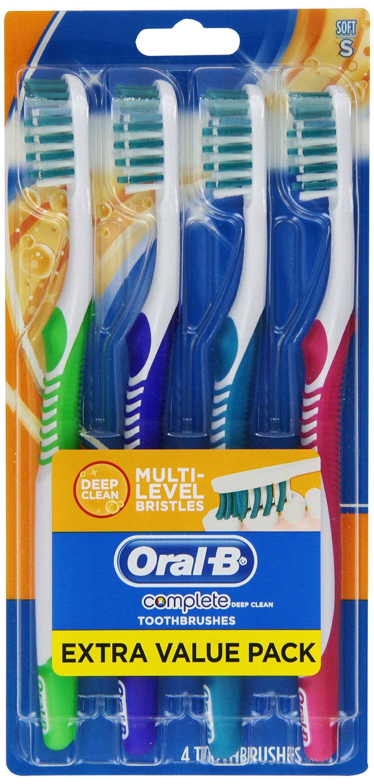 Oral-B Complete Deep Clean Soft Bristles Toothbrush 4 Count - Product Imagery