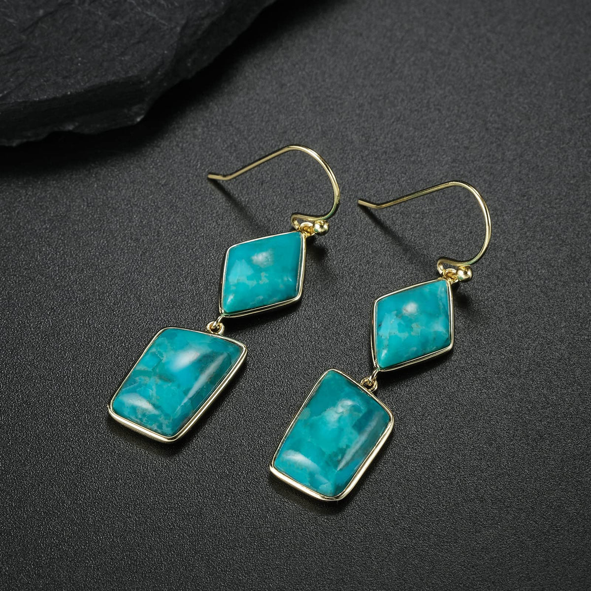 Jupiter Natural Turquoise/Moonstone Earrings for Women, Genuine Gemstone Dangle Earrings for Ladies, Birthstone Earrings