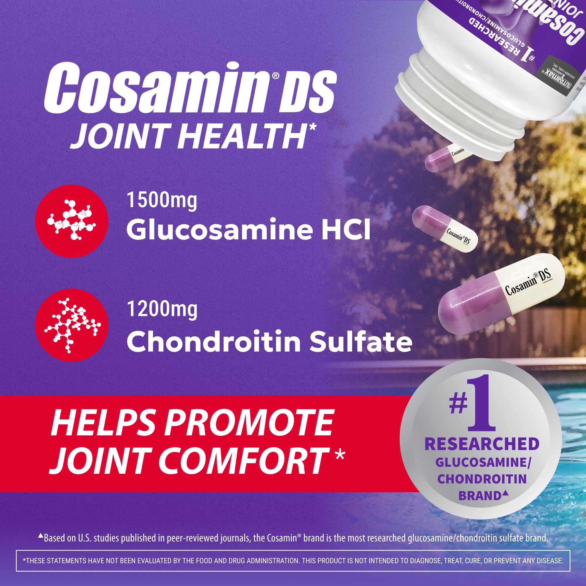 Nutramax Cosamin DS Joint Supplement, Glucosamine Chondroitin, 180 Capsules