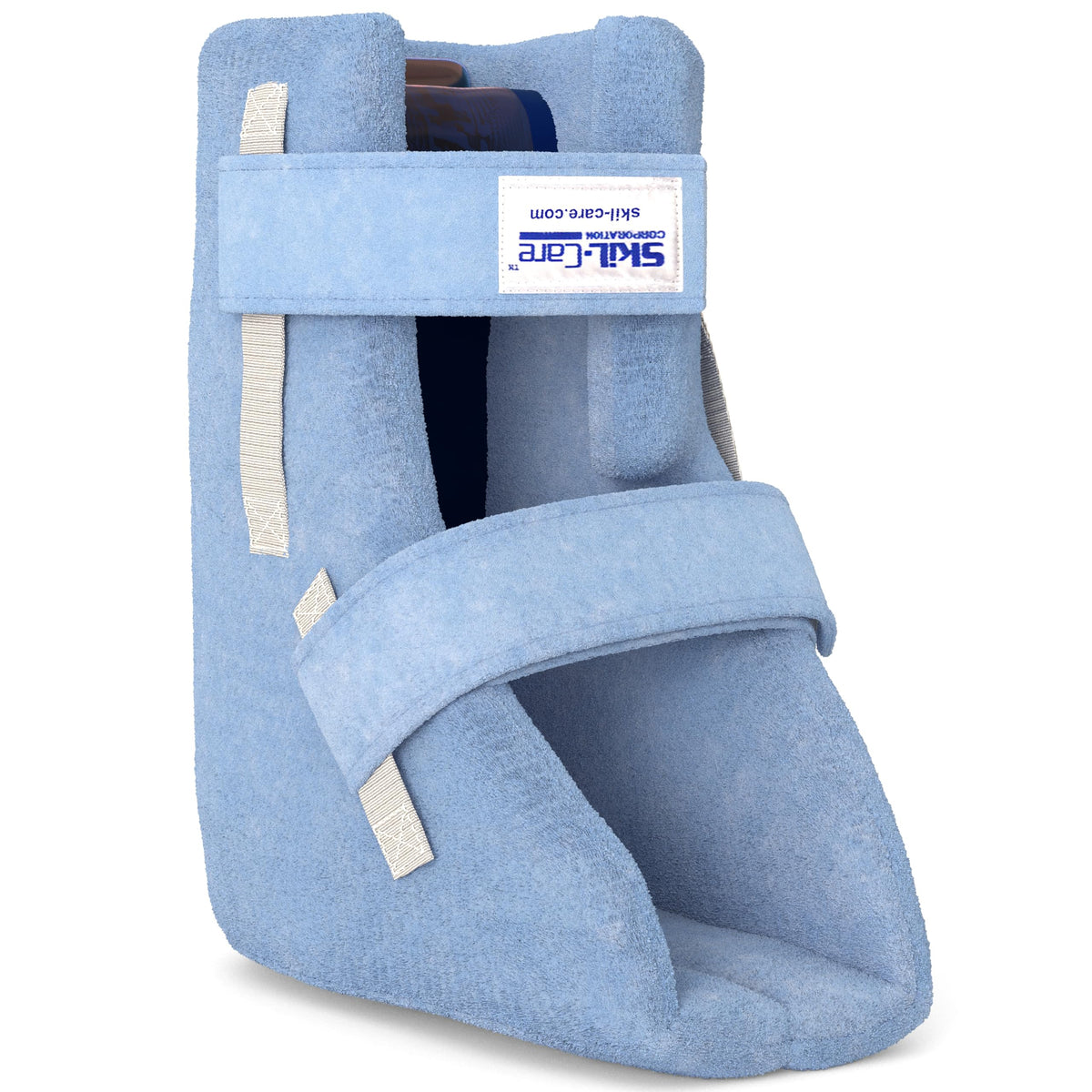Skil-Care Heel Protector Boot with Gel Cushion, 3 Sizes, Cozy Cloth Fabric – Blue, Foam, Medium
