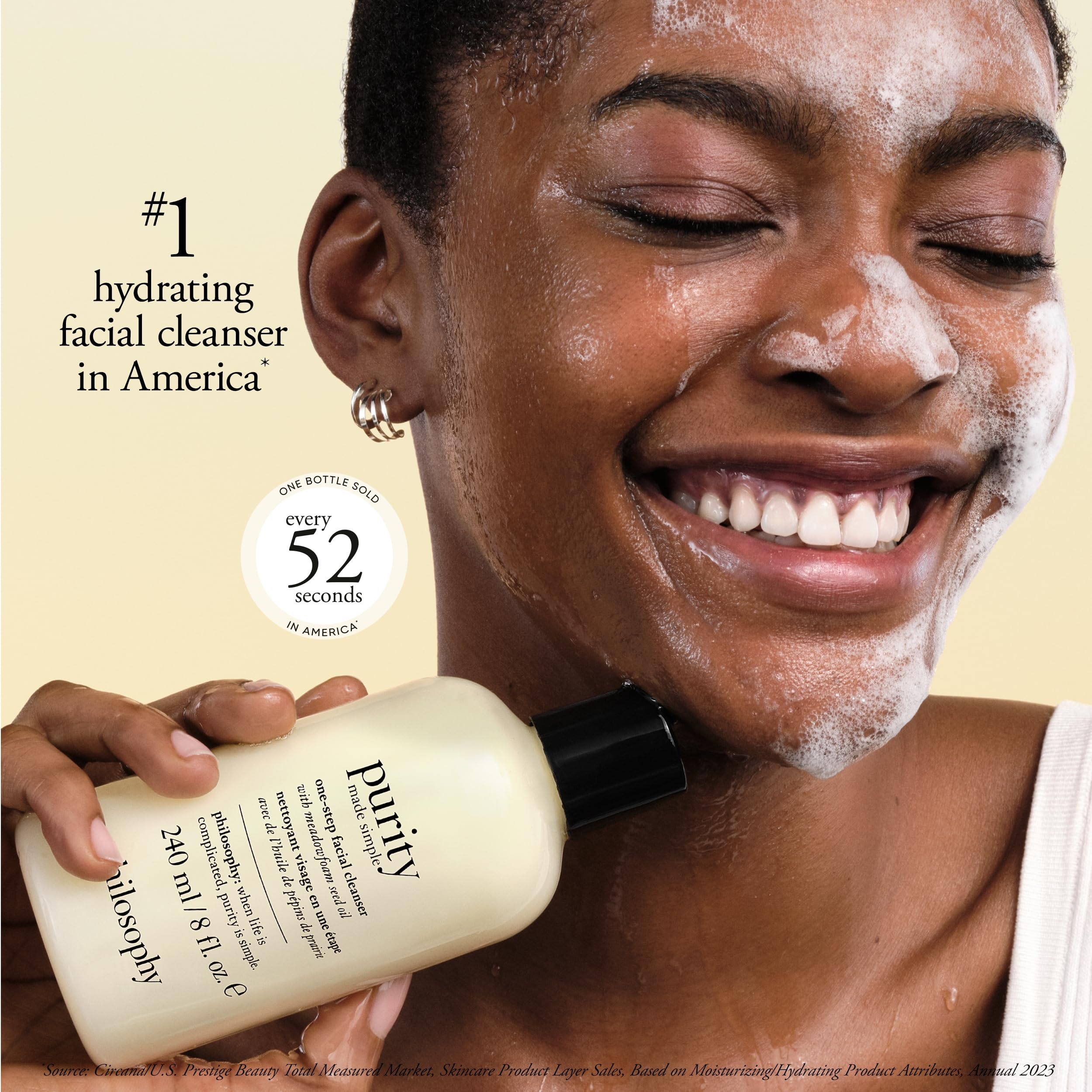 Philosophy Purity Made Simple Facial Cleanser in 32oz bottle, a gentle skin cleaning agent for clear, refreshed skin