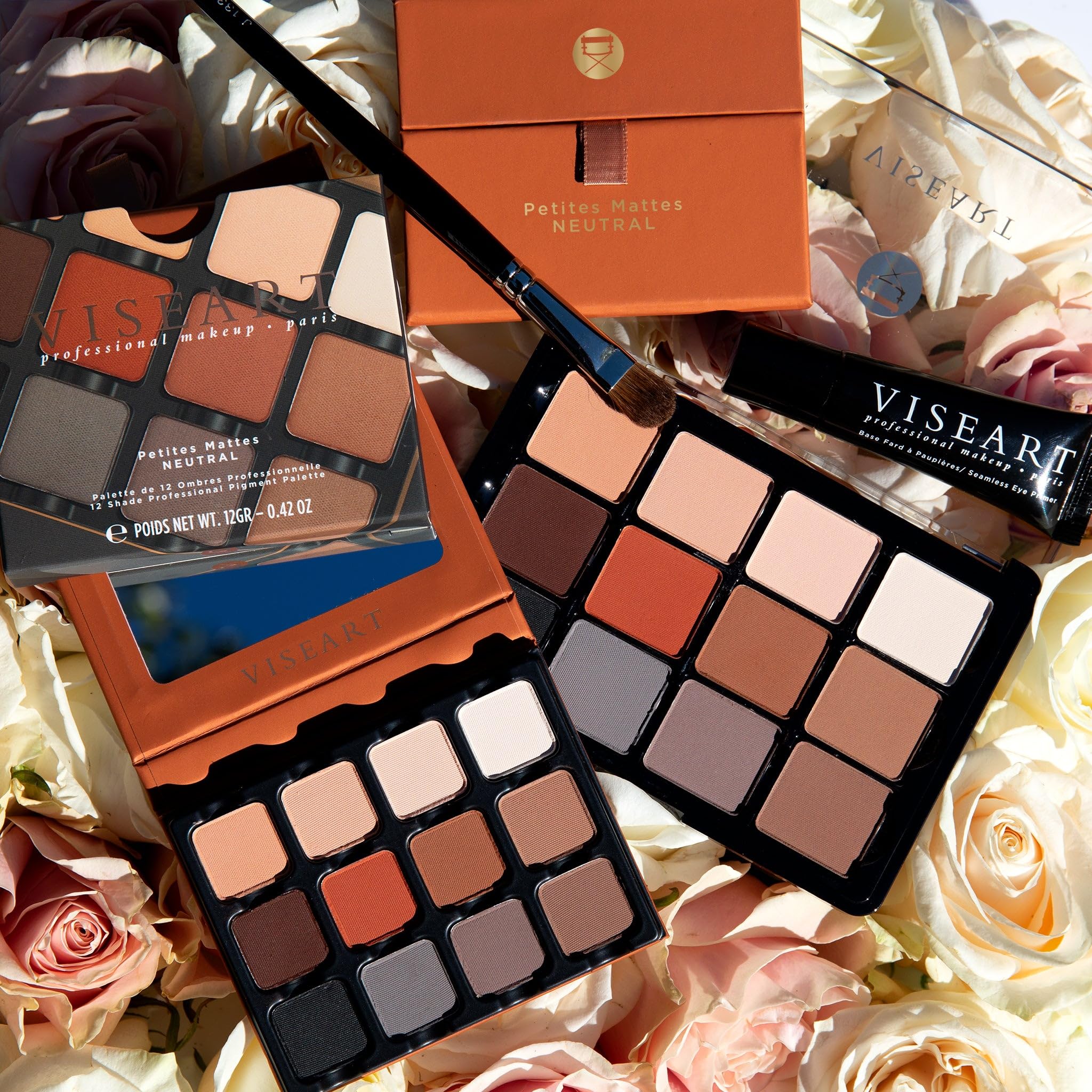 Viseart Paris Petites Mattes Neutral Eyeshadow Palette with 12 matte shades in a compact makeup palette.