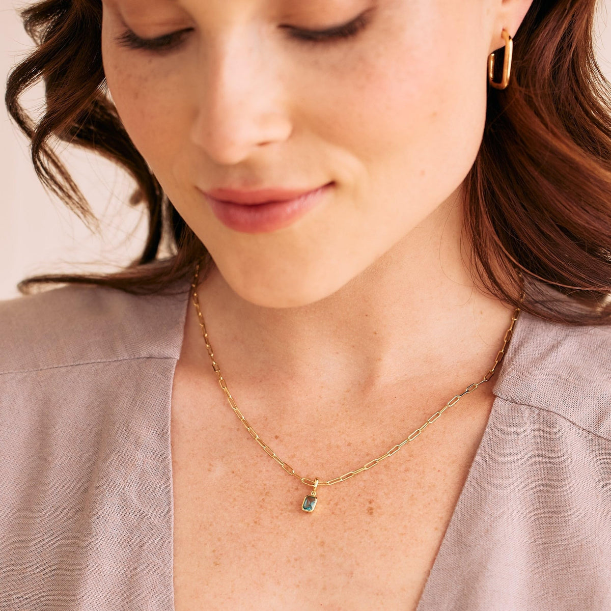 Brook & York Mackenzie Birthstone Necklace - Gifts for Mom – close-up detail in gold