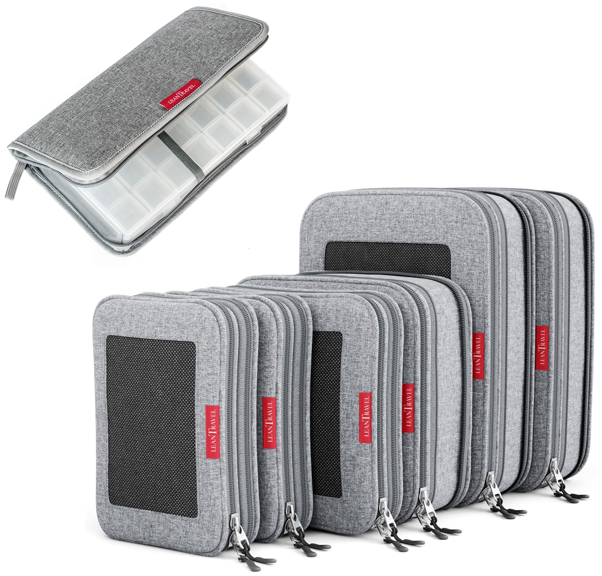 LeanTravel Bundle Compression Packing Cubes 6 Set + Extra Large - Product Imagery