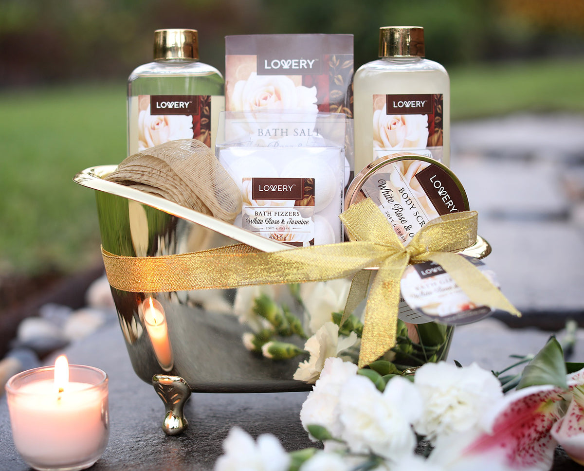 Gifts for Women Home Spa Gift Basket Luxury 13pc Bath Body - LOVERY Official Imagery - 4