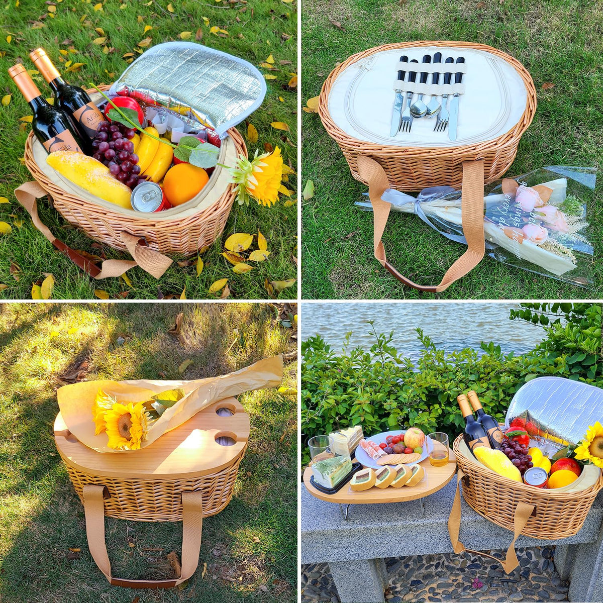 Hap Tim Wicker Picnic Basket Set for 2 with Mini Folding - Hap Tim Official Imagery - 5