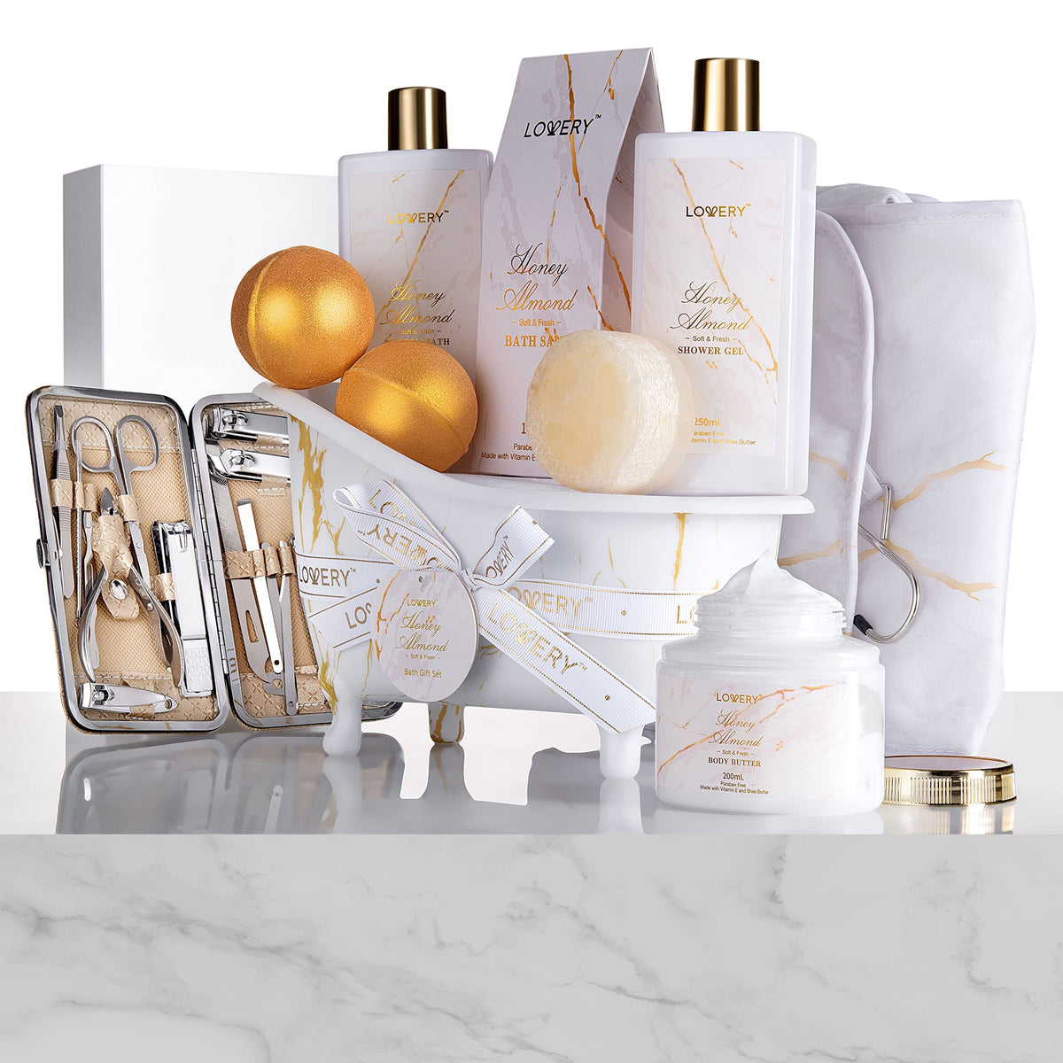 LOVERY Gifts for Mom, Gift Basket, Spa Gifts for Women, 31Pc Self Care Kit, Stress Relief Gift, Birthday, Thank You, Hon