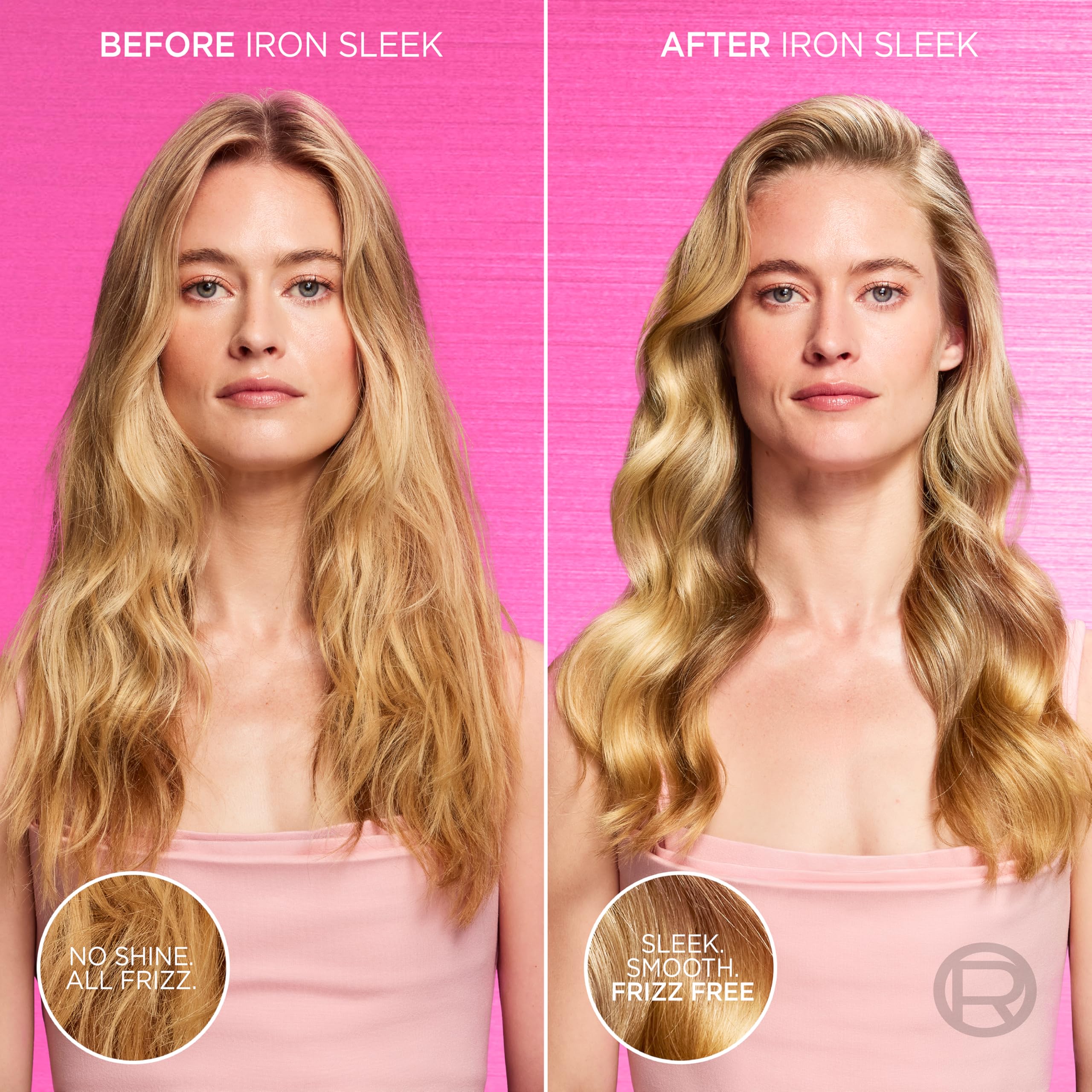 L'Oreal Paris Sulfate-Free Iron Sleek smoothing shampoo and conditioner set for frizz control and humidity resistance, 13.6 oz.