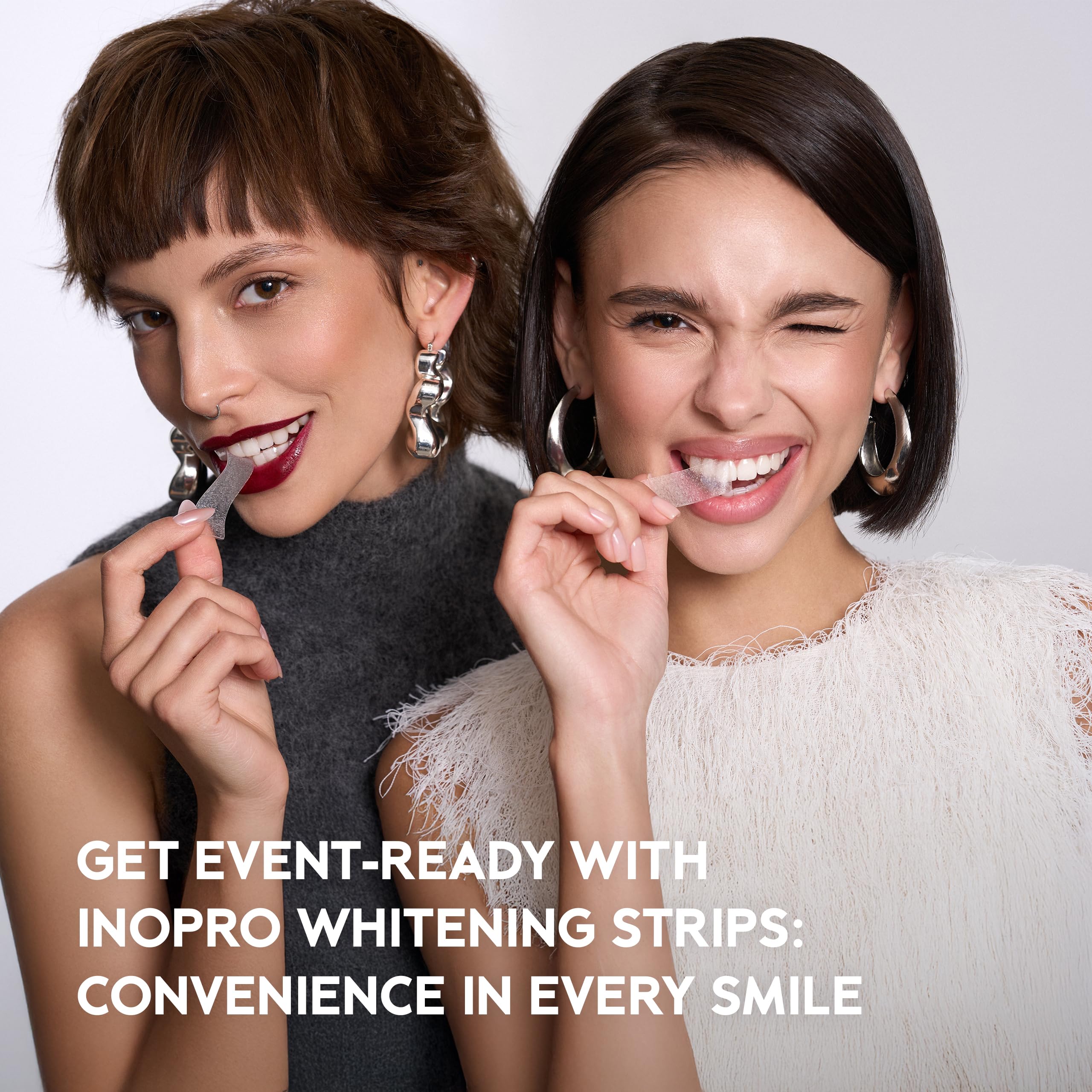 InoPro Natural Teeth Whitening Strips Kit 14 Treatments - Sensitive Teeth Whitener, Peroxide Free with Papain, Bromelain, Coconut Oil, White Strips for Teeth Whitening (28 Strips)