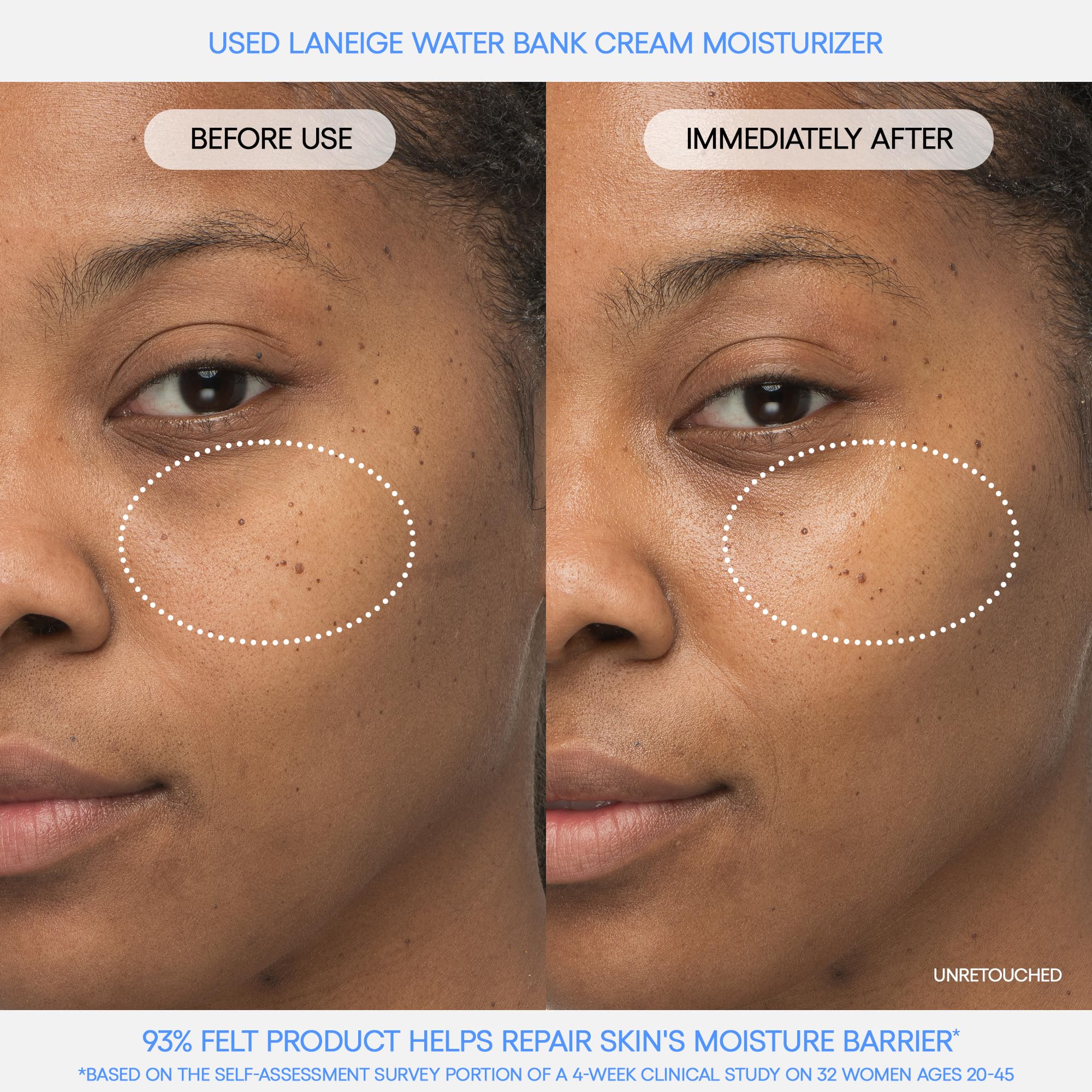 Laneige Water Bank Blue Hyaluronic Cream 50ml jar, hydrating skincare product with blue packaging and creamy texture.