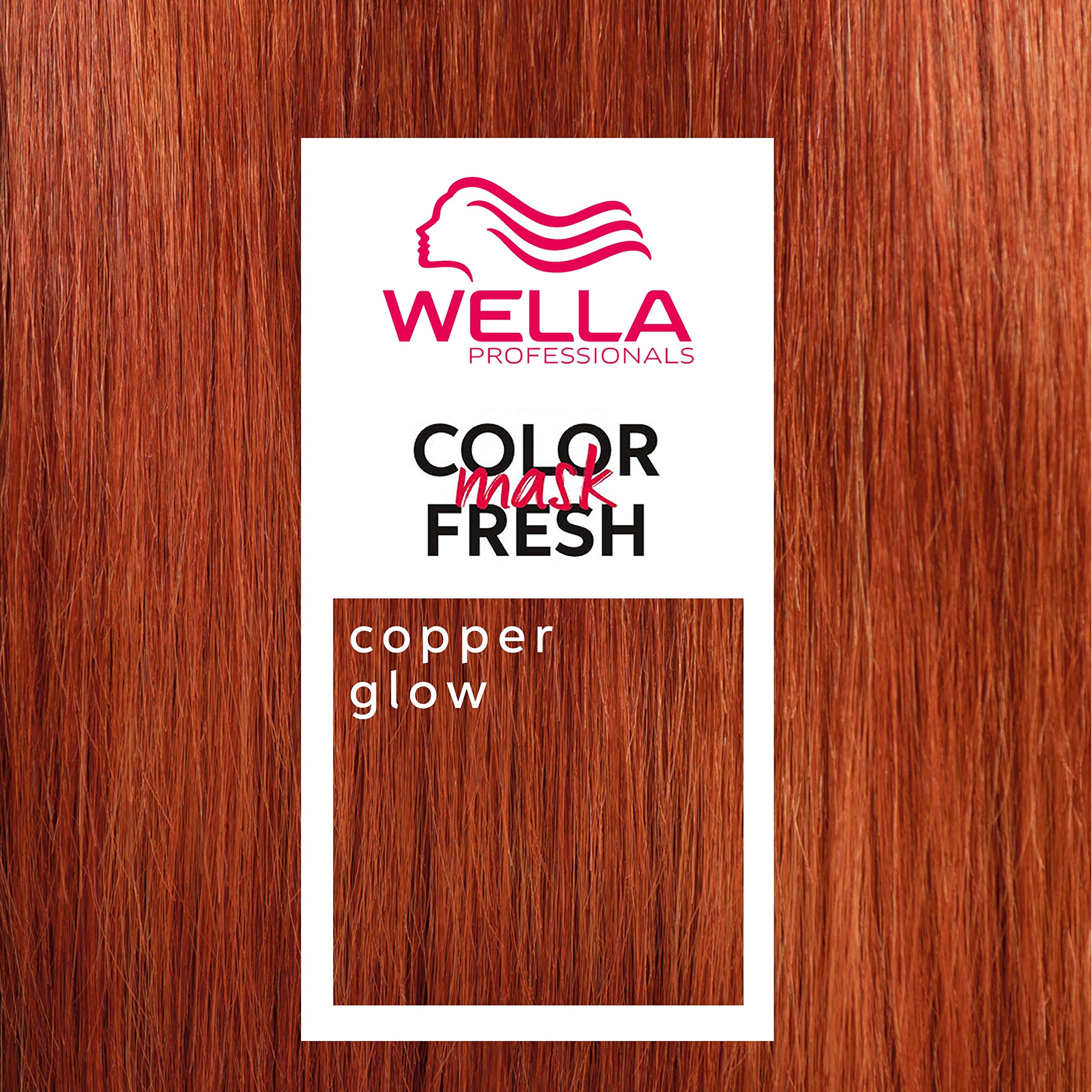 Wella Professionals Color Fresh Mask Copper Glow hair coloring agent with vibrant copper shade applied to hair.