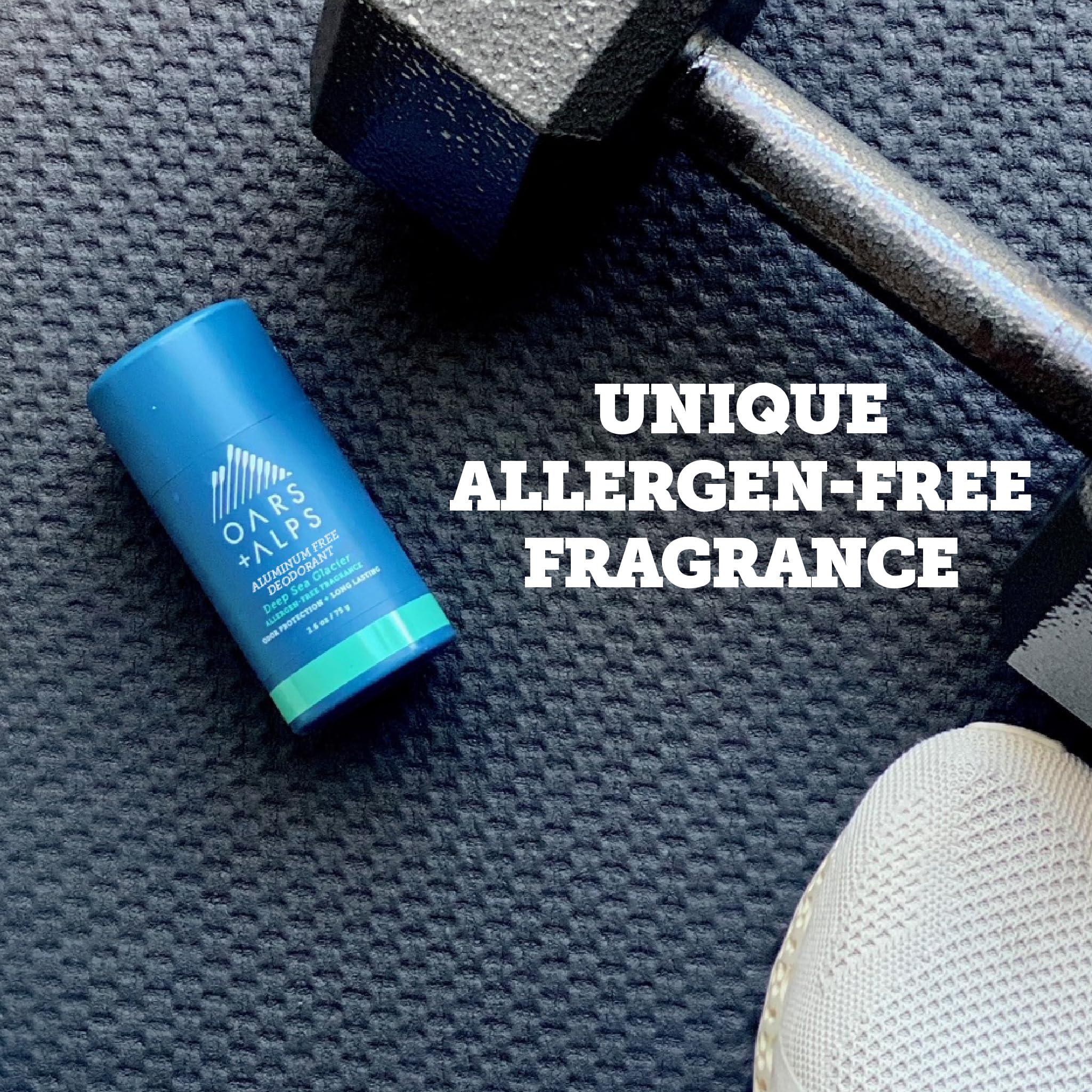 Oars + Alps Aluminum Free Men's Deodorant clear 2-pack, 2.6oz body deodorant sticks with natural ingredients.