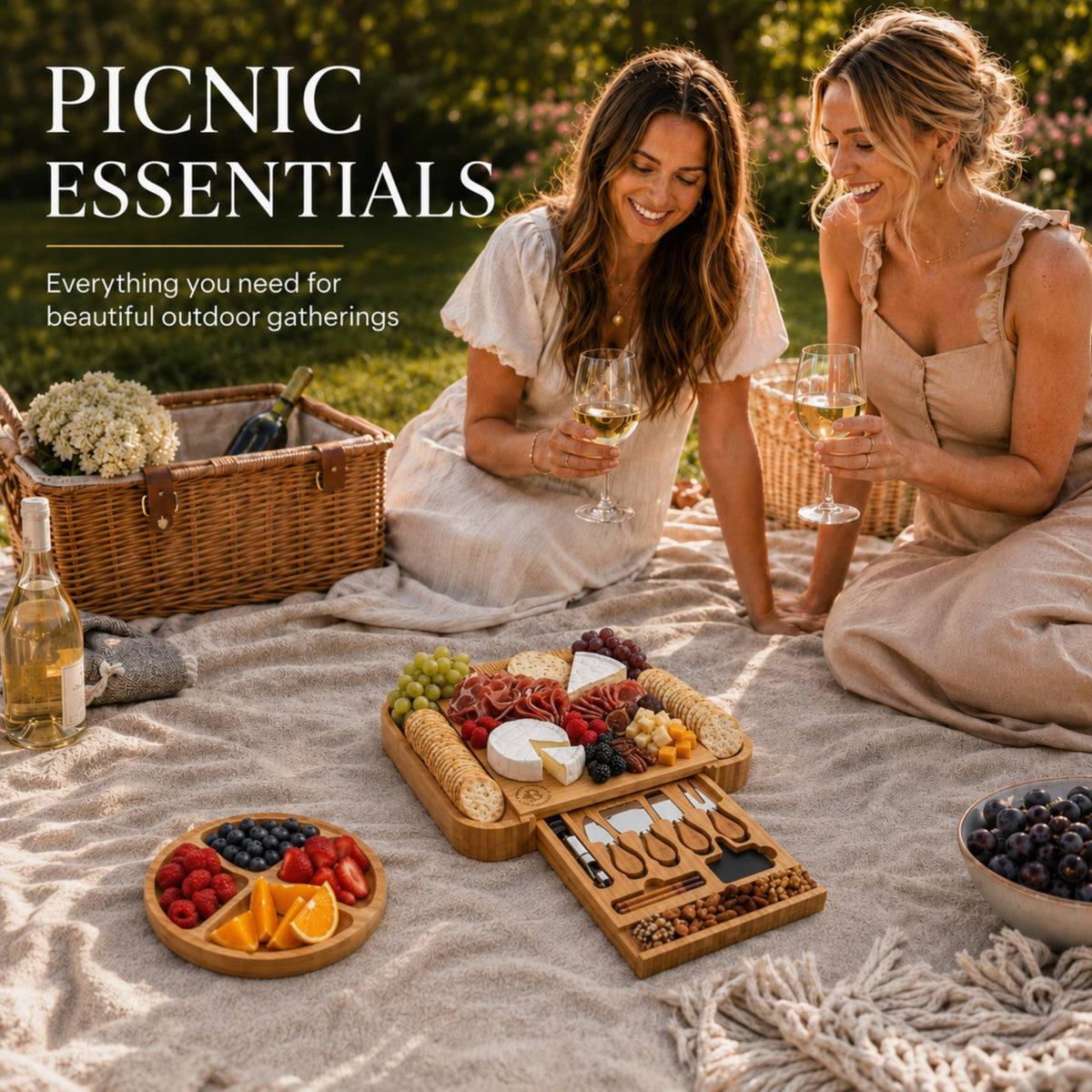 Charcuterie Boards Gift Set with Hidden Drawer - Bambüsi Official Imagery - 3