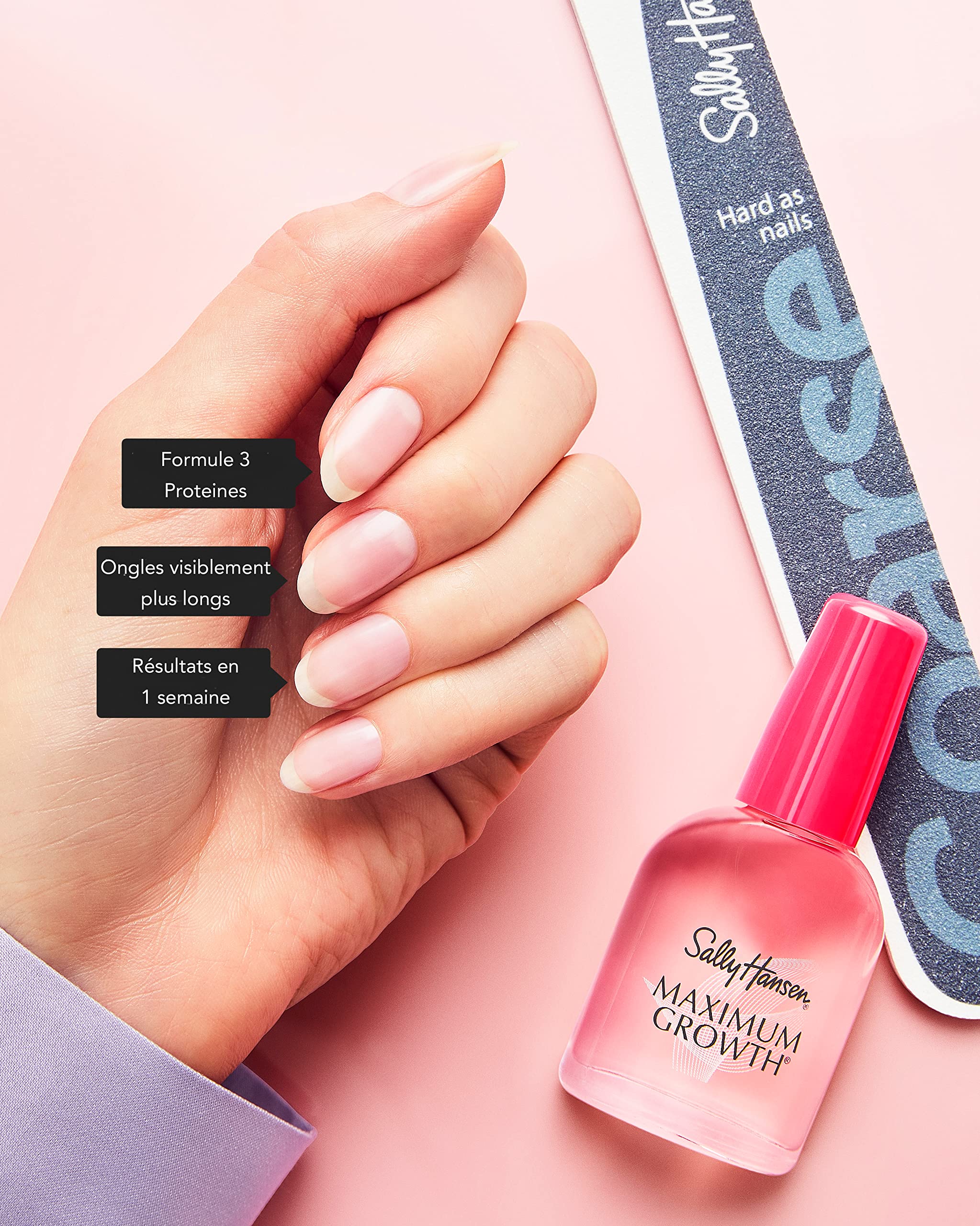 Sally Hansen Nail Treatment Maximum Growth® Nail Strengthener | Base Coat & Nail Protectant | Triple Protein & Silk Formula for Strong, Healthy Nails