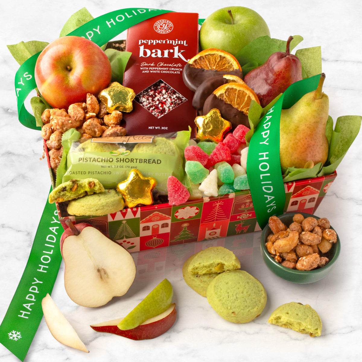 Holiday Treasures Fruit and Sweets Gift Basket with Happy - A Gift Inside Official Imagery - 4