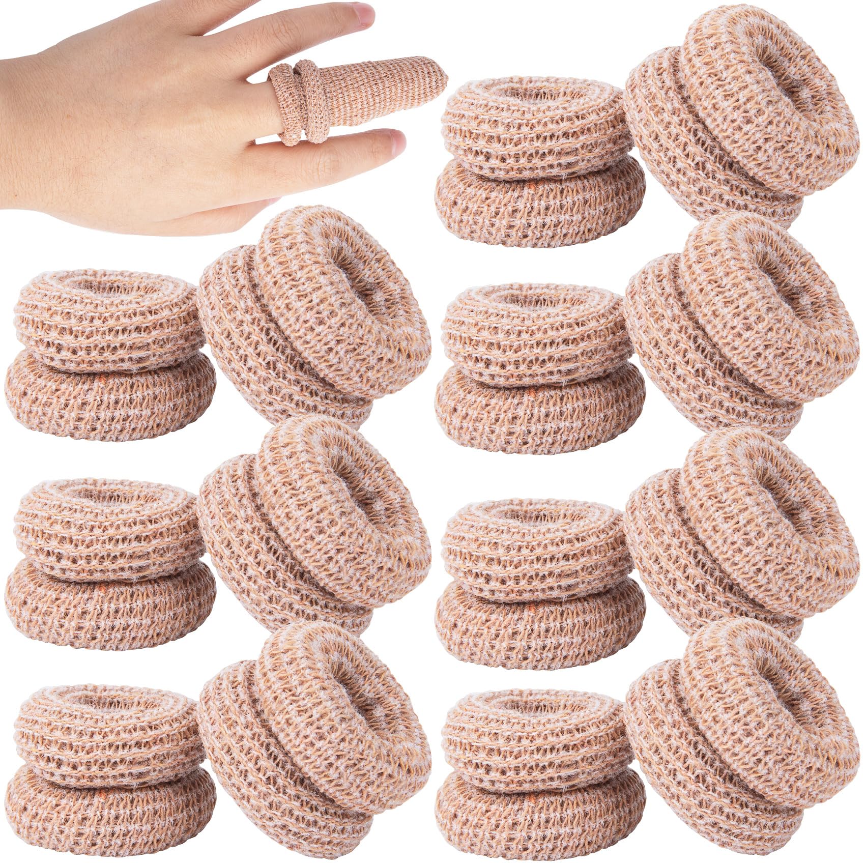 15pcs Cotton Finger Cots, Elastic Finger Sleeve, Skin Color - Product Imagery
