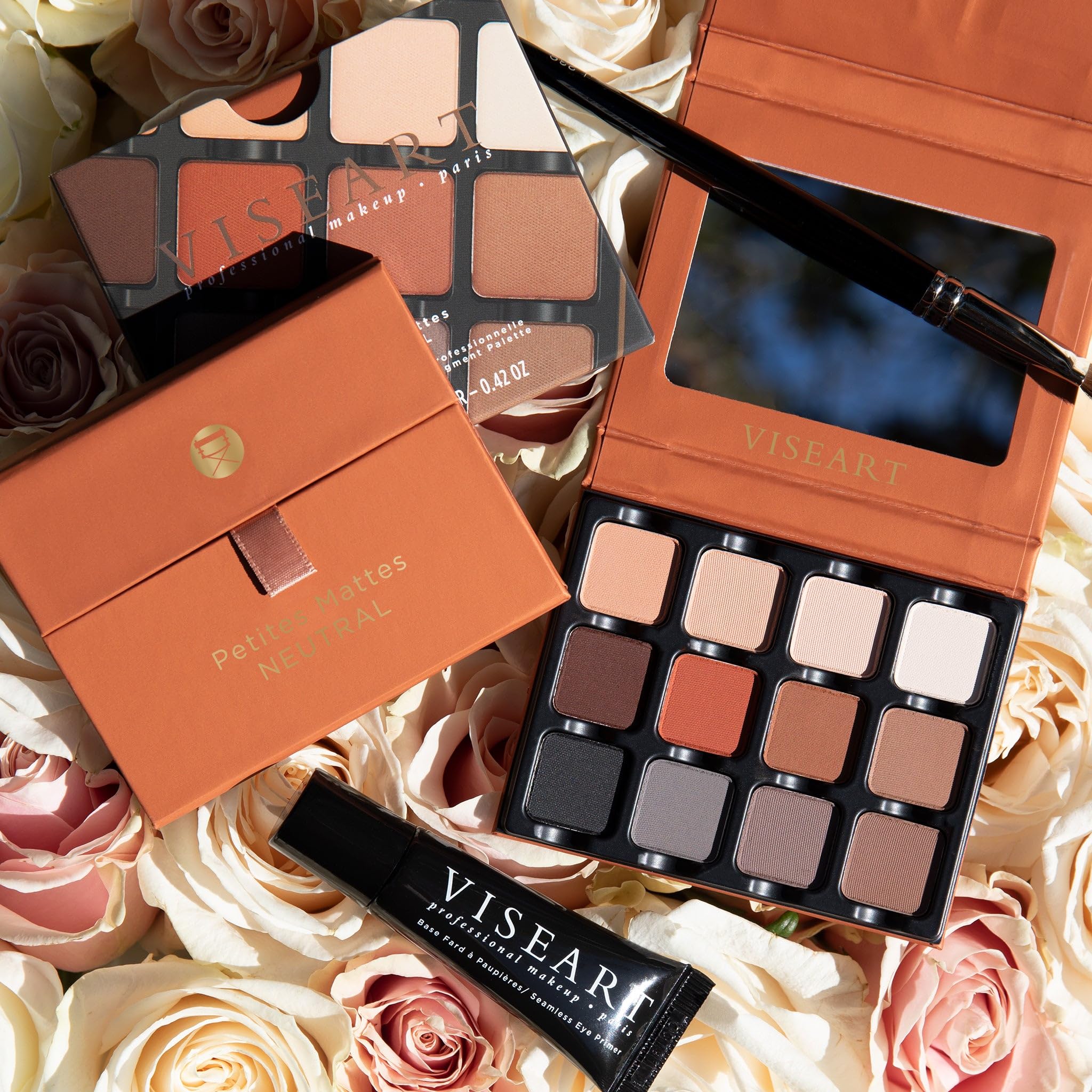 Viseart Paris Petites Mattes Neutral Eyeshadow Palette with 12 matte shades in a compact makeup palette.